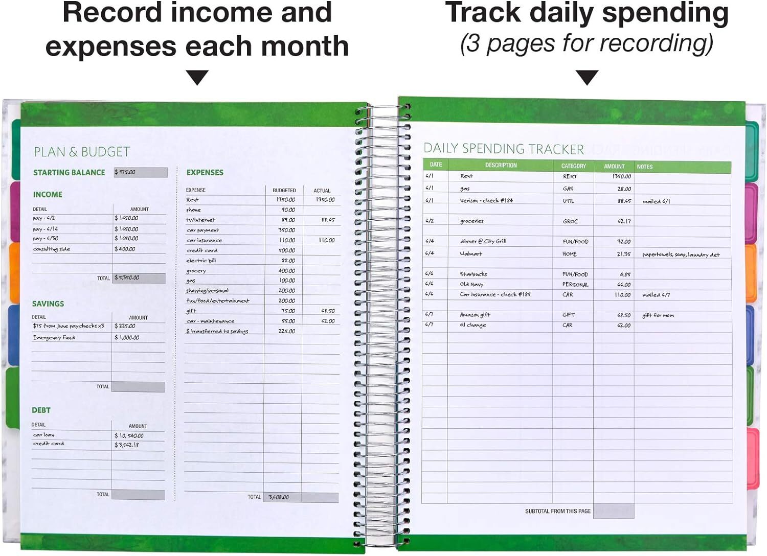 Global Printed Products Budget Planner & Monthly Bill Organizer Large, White