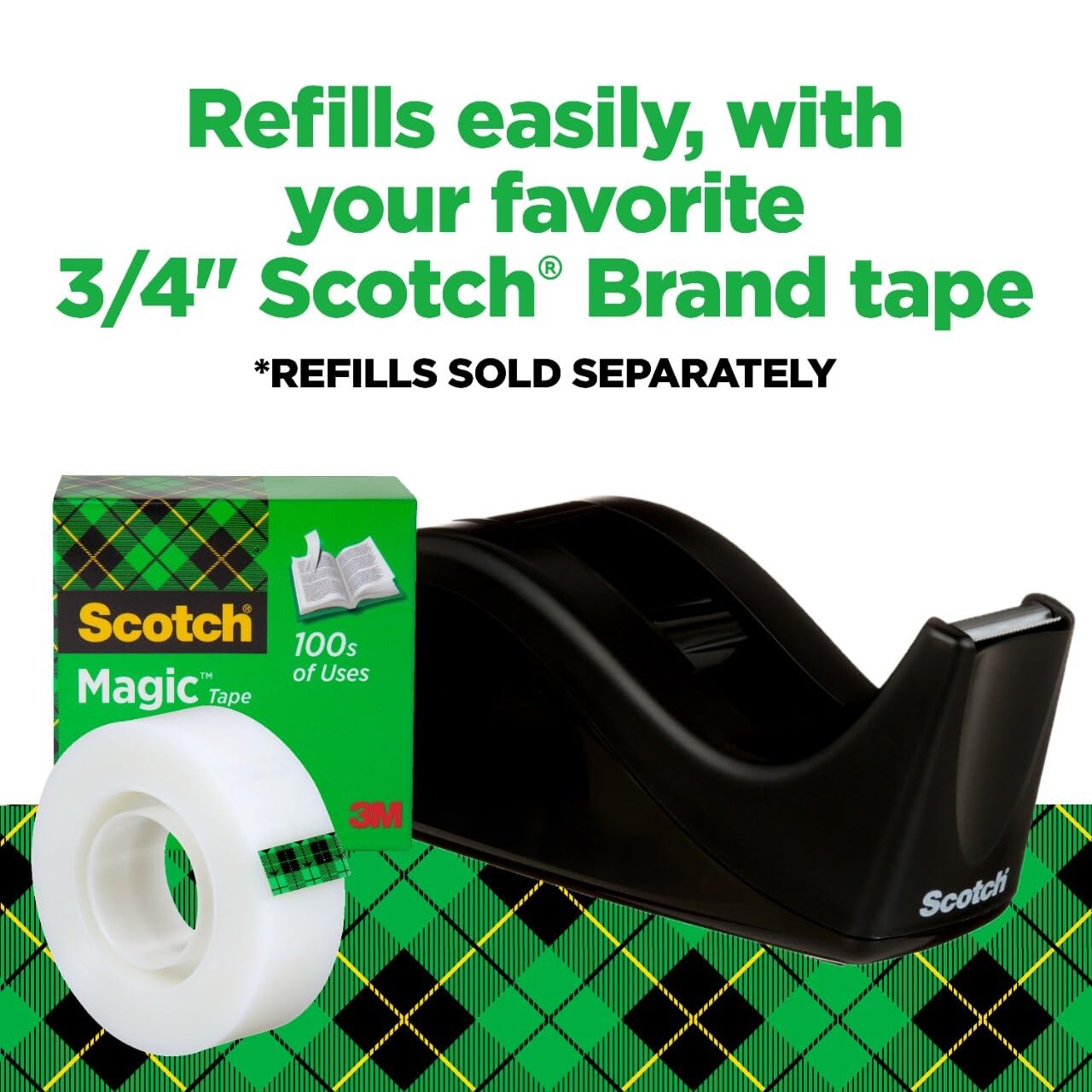 Scotch Desktop Tape Dispenser, Black Two-Tone, 1 Up To 3/4 In, 2-tone