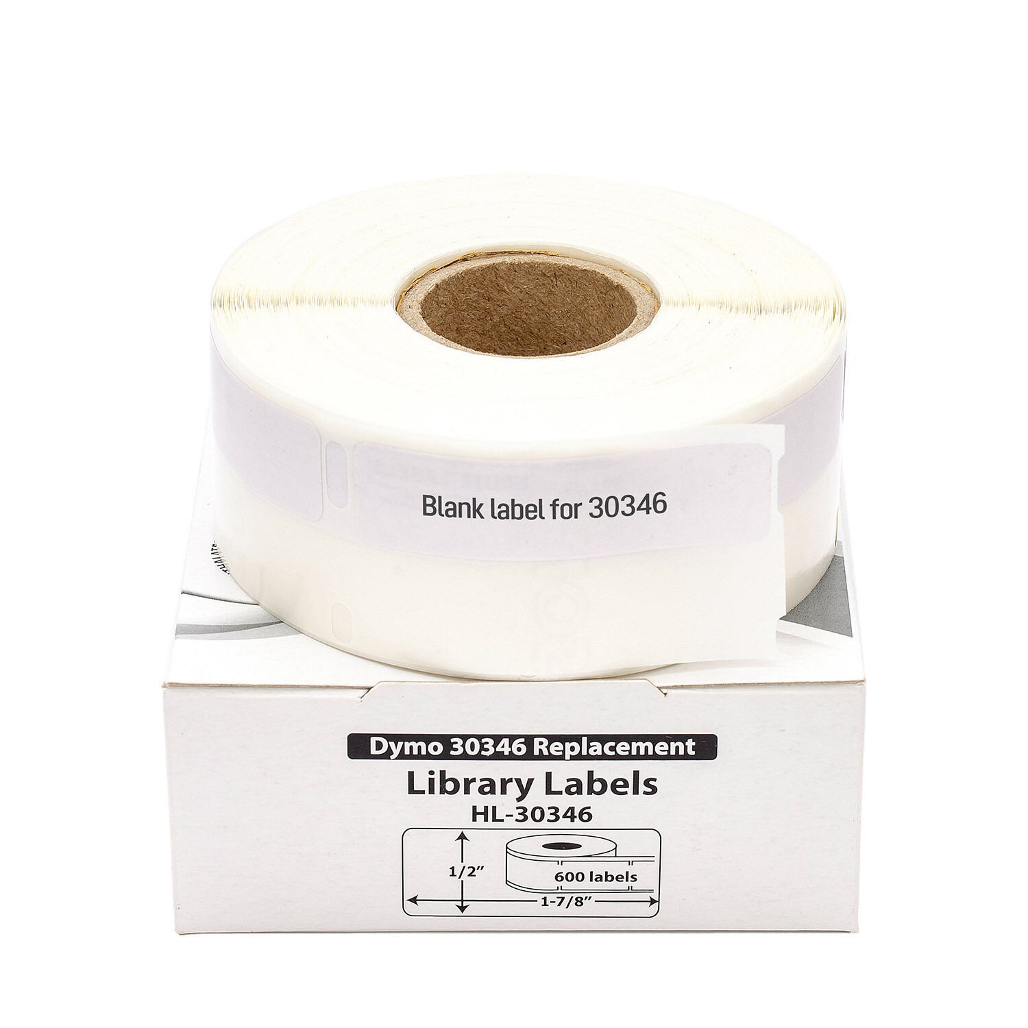 24 Rolls, 600 labels per roll Dymo Compatible 30346 Library Labels 1/2”x1-7/8″