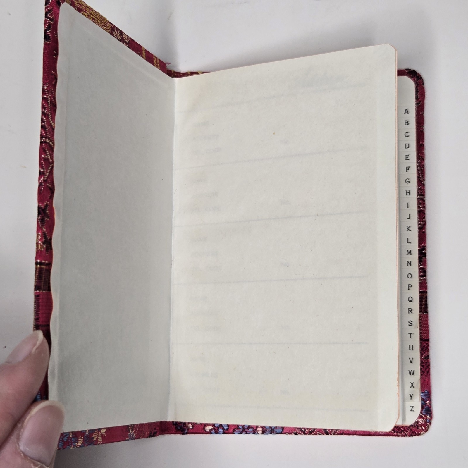 Shanghai, China Embroidered 176 Address Book – Red Silk Brocade Cover – VTG NOS