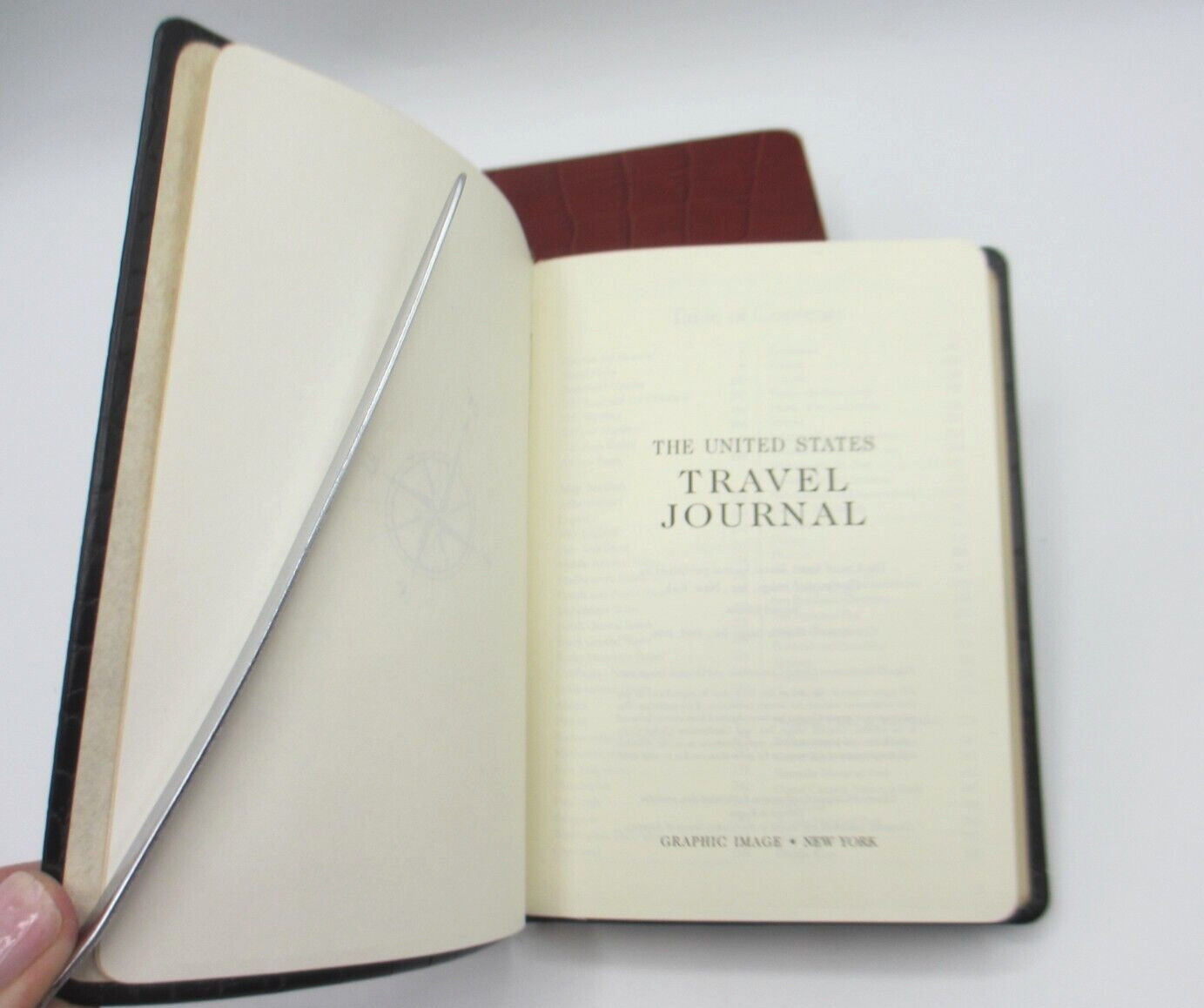 United States Travel Journal 6″ Soft Leather Cover Graphic Image 1995 Croc RED