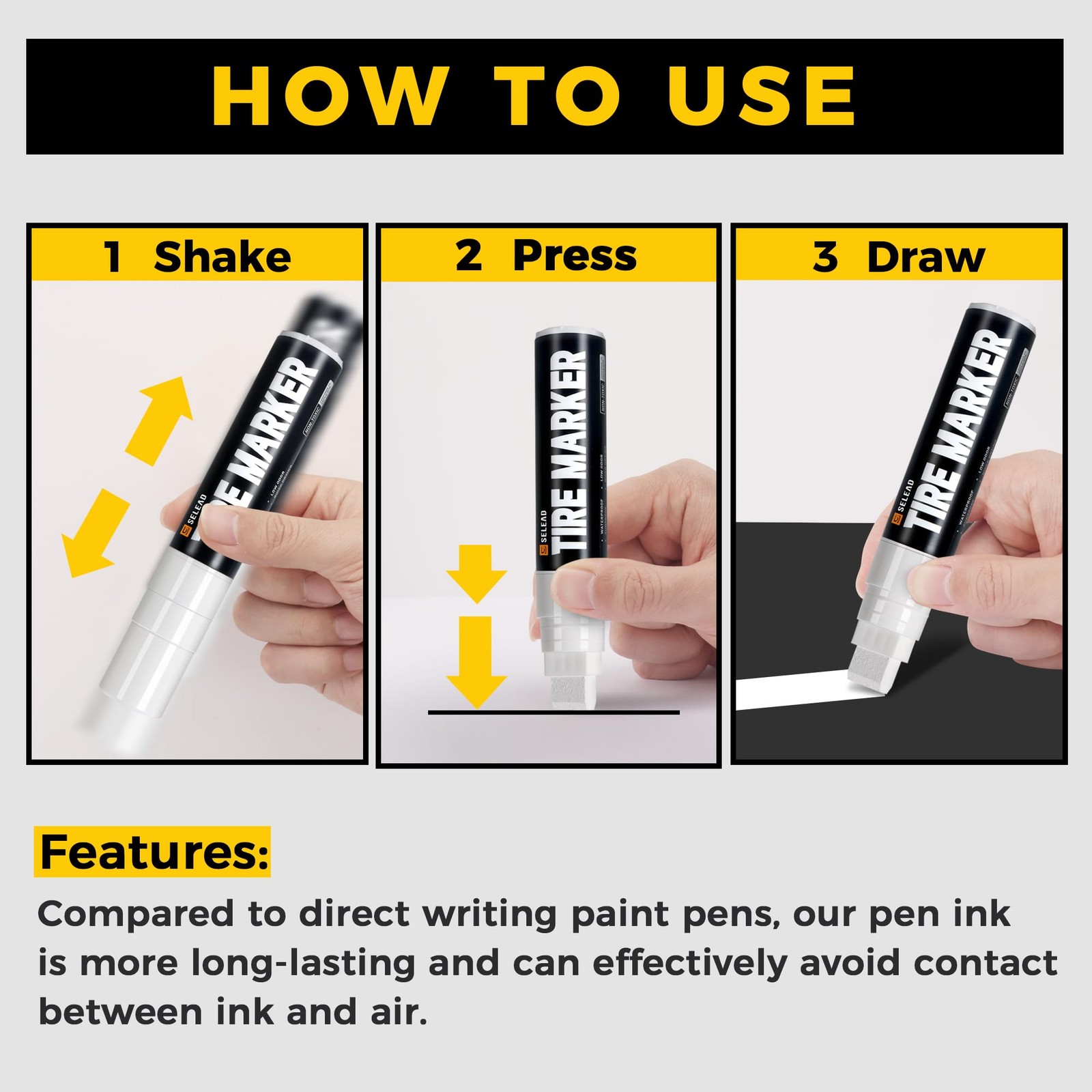 SELEAD Jumbo Tire Marker White – 4 Pack 15mm Wide 1 Count (Pack of 4), 4white