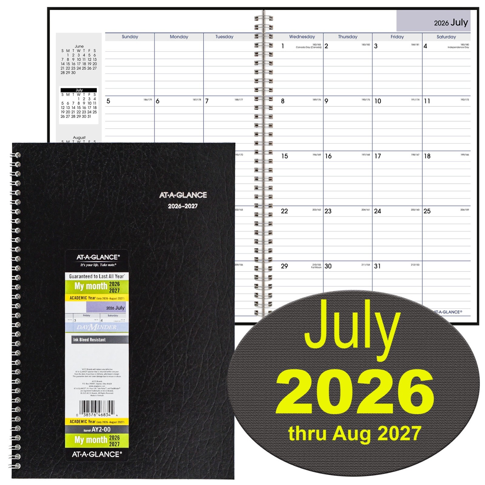 At-A-Glance 2026-2027 AY2-00 DayMinder Academic Monthly Planner, 8 x 12″