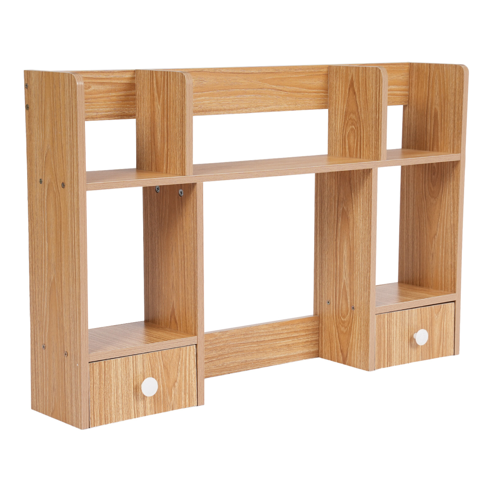 Desktop Storage Organizer Display Shelf Rack with 2 Drawers Desk Bookshelf Dorm