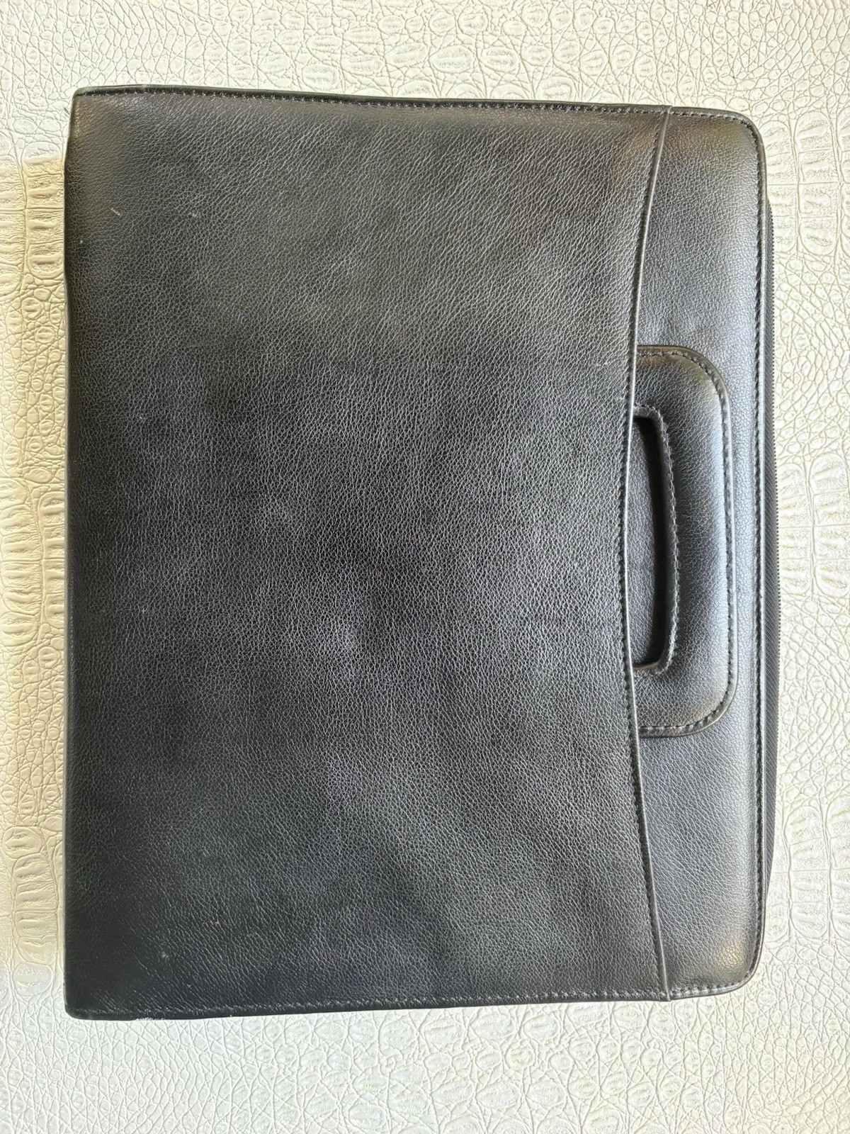 VTG Day Runner Planner Black Faux Leather Zip 3-Ring Entrepreneur Hidden Handles