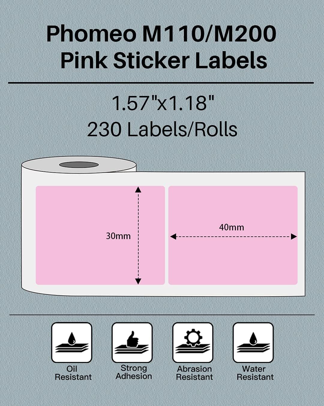 3 Rolls 40×30 mm Self-adhesive Label Sticker Paper for Phomemo M110 M220 Printer