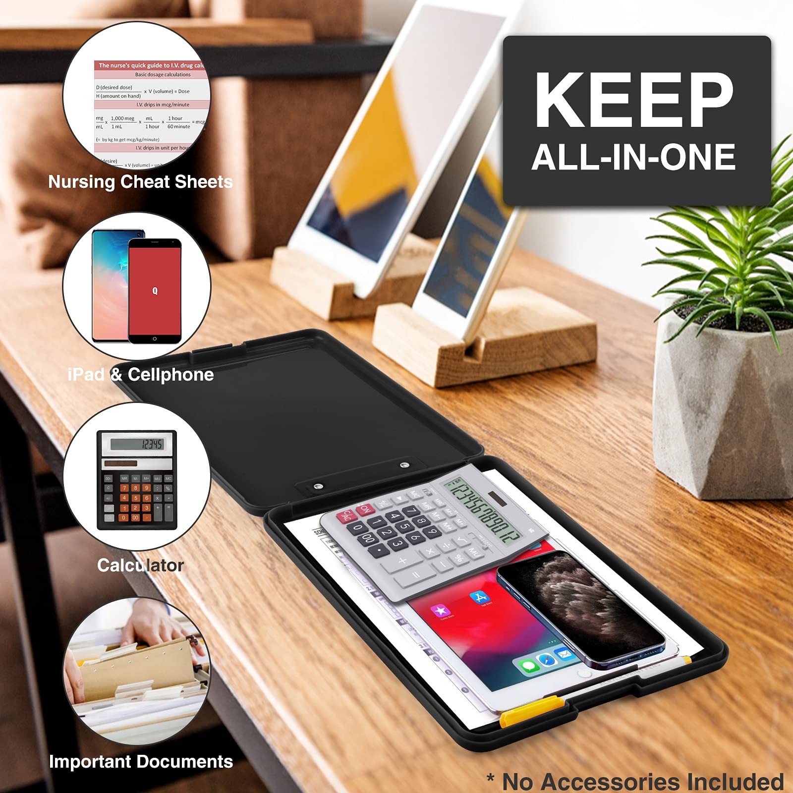 Clipboard with Storage, Plastic Storage Clipboards with Low Profile Clip, Nur…
