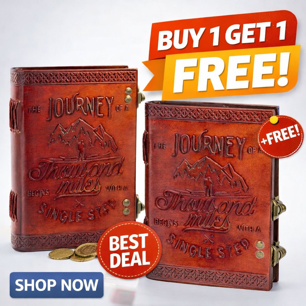 Leather Journal 7×5″ Handmade Diary | Double Lock | 200 Pages | Buy 1 Get 1 Free