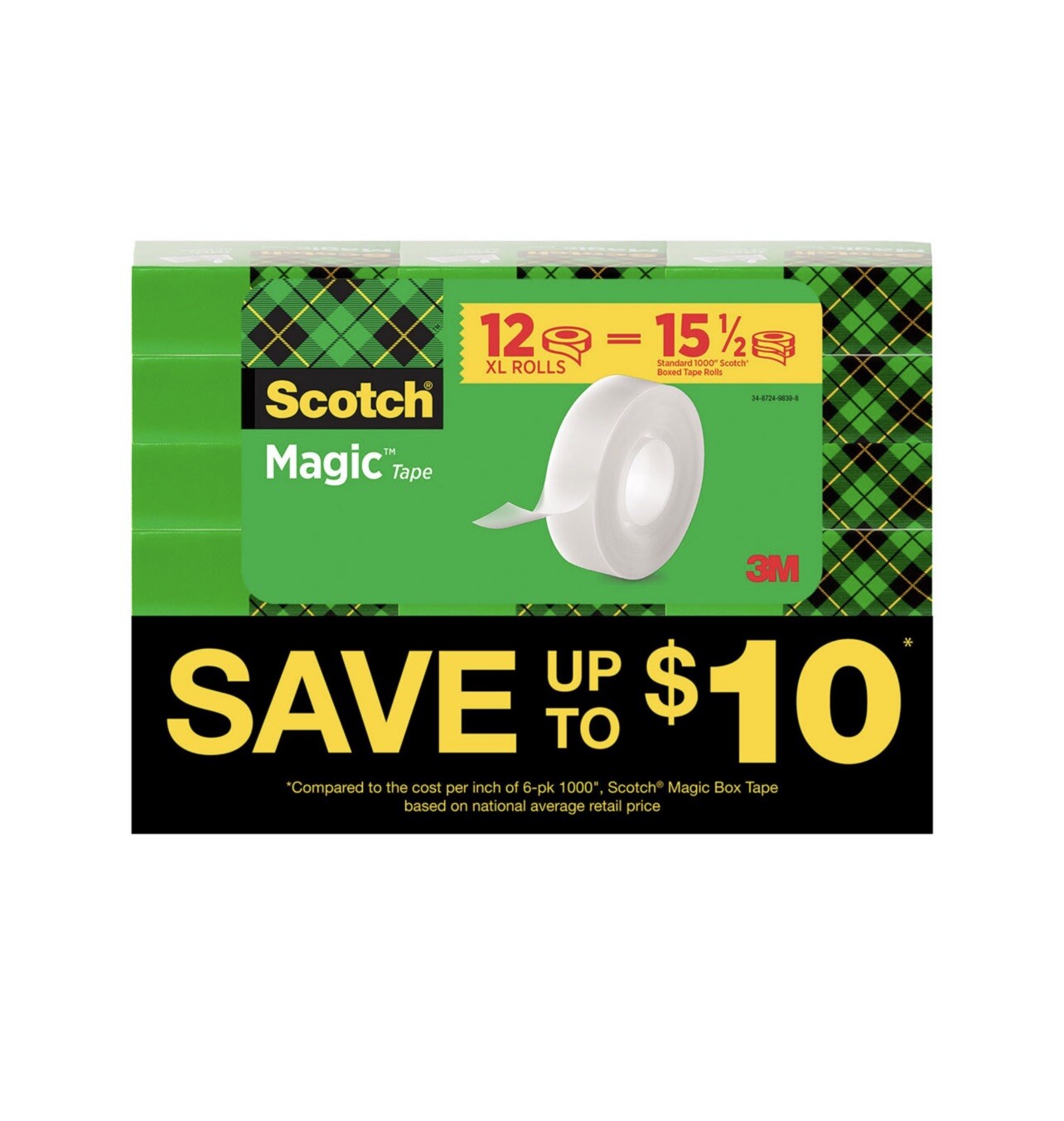 Scotch Magic Tape, 1″ Core, 3/4″ x 1296″, Clear, 12pk. – FREE SHIPPING