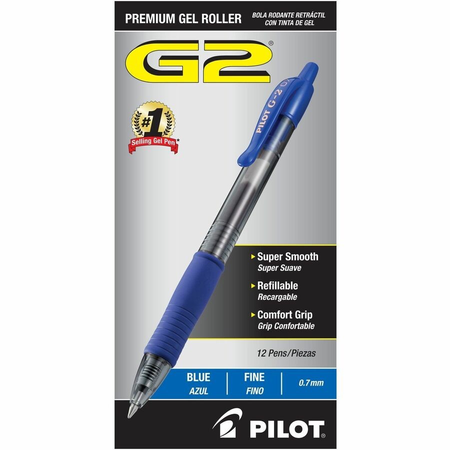 Pilot 31021 G2 Gel Ink Pen 0.7mm Blue Retractable 12 Pack