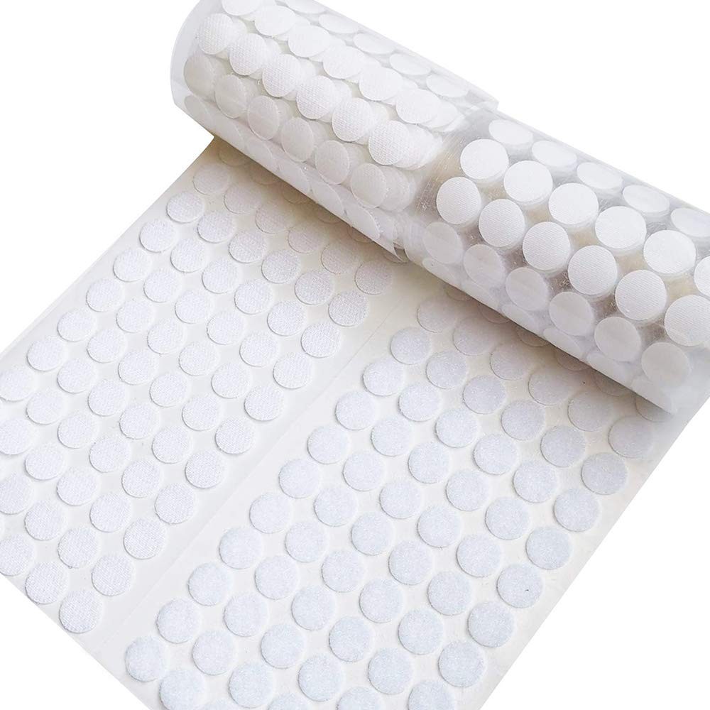 Self Adhesive Dots, Strong 1000pcs (500 Pairs) 0.59″ 1000Pcs, White