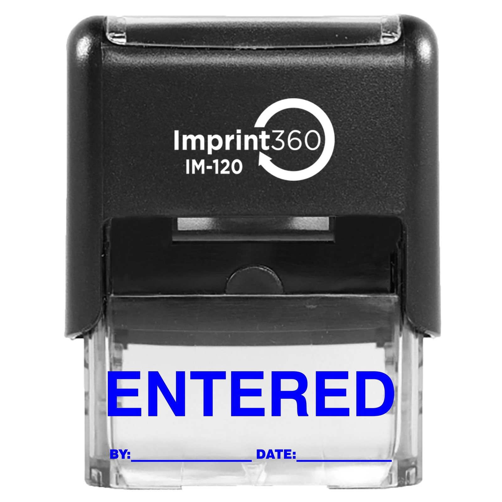 AS-IMP1100B Entered Self-Inking Rubber Stamp, Blue Ink, 9/16 x 1-1/2, By Date