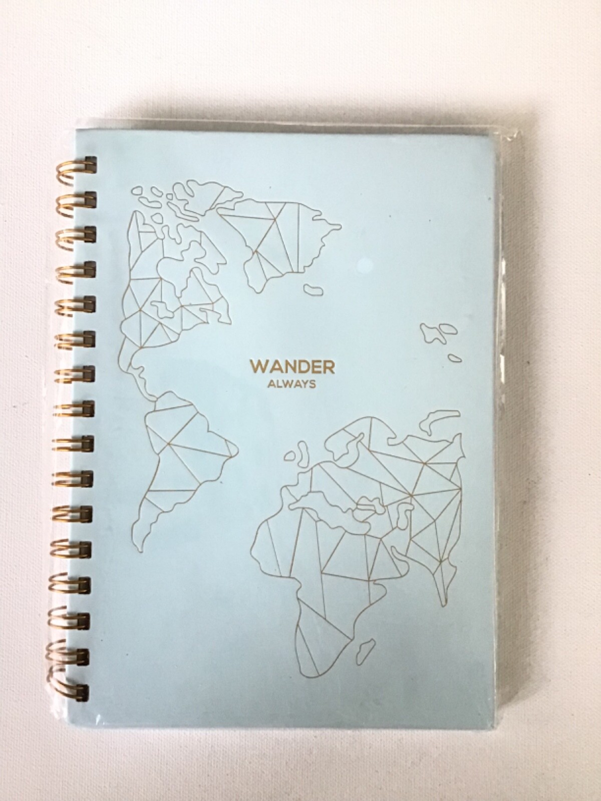 Lamare NEW Soft Light Blue Gold Travel Planner & Journal WANDER ALWAYS