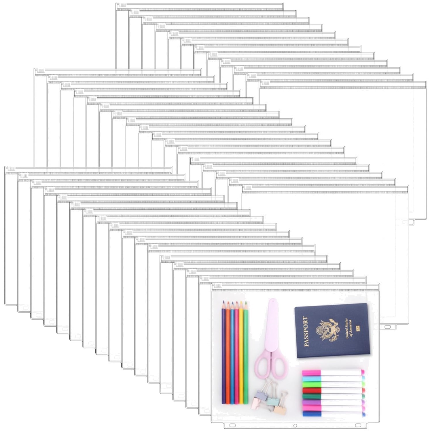 48 Pack Letter Size Zipper Binder Pockets