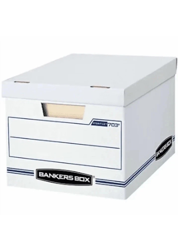 Bankers Box Basic Duty Letter/Legal File Storage Box with Lids, 10 Pack, White