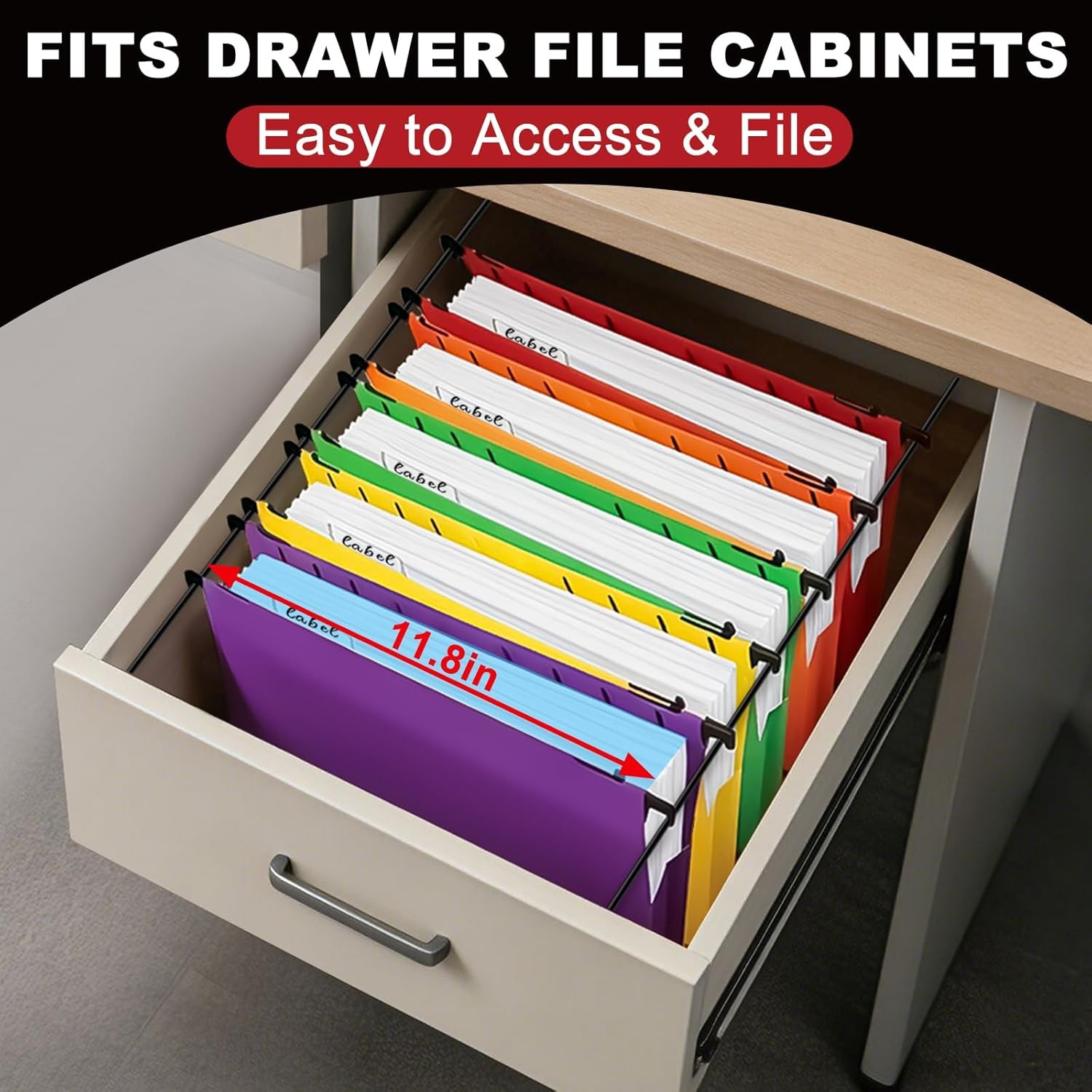 Plastic Hanging File Folders, 5 Pack Extra Capacity 2″ Expanding Pockets, Heavy