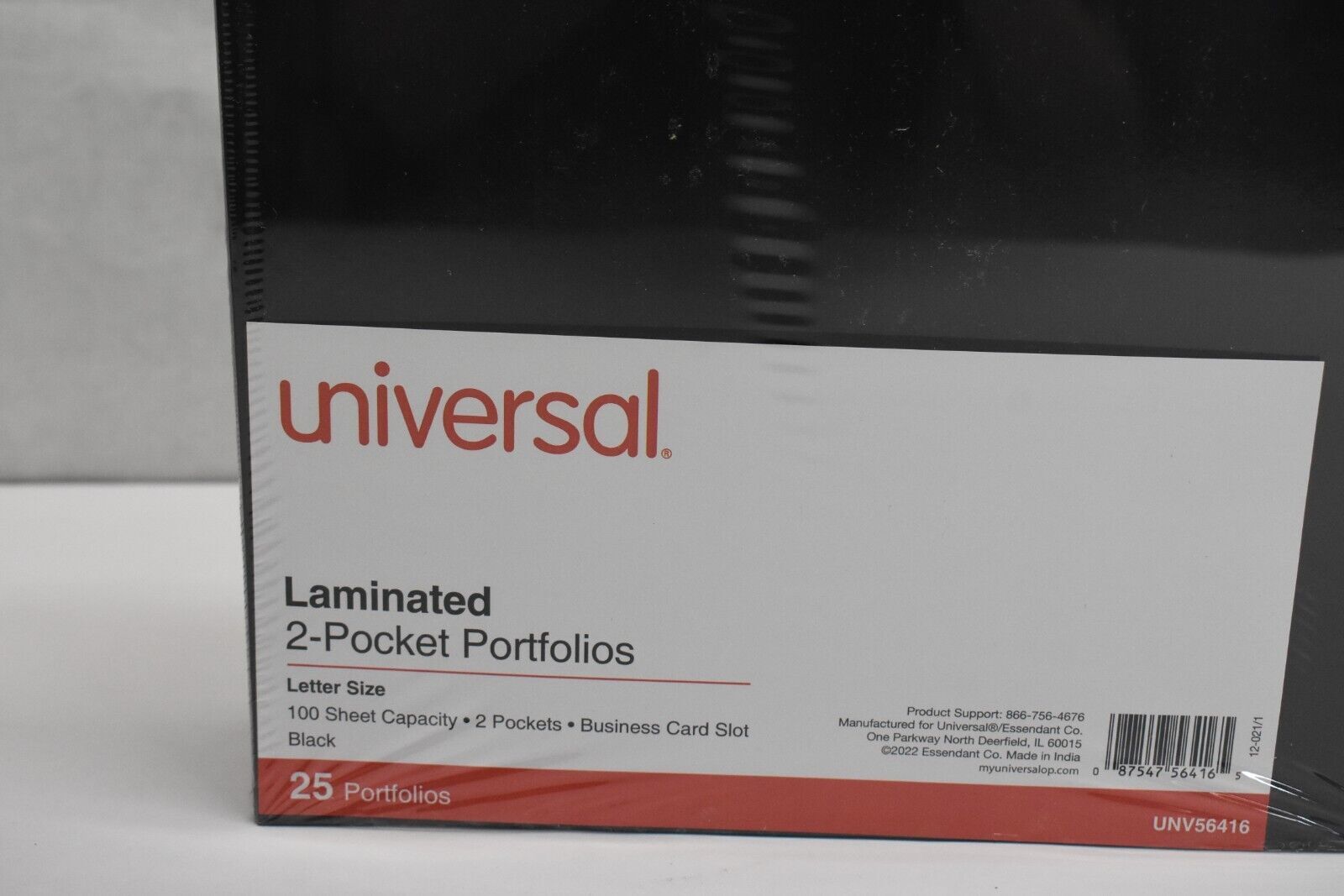 Universal Laminated Two Pocket Folder Cardboard Paper Black 11″ x 8-1/2″ 25 Pack