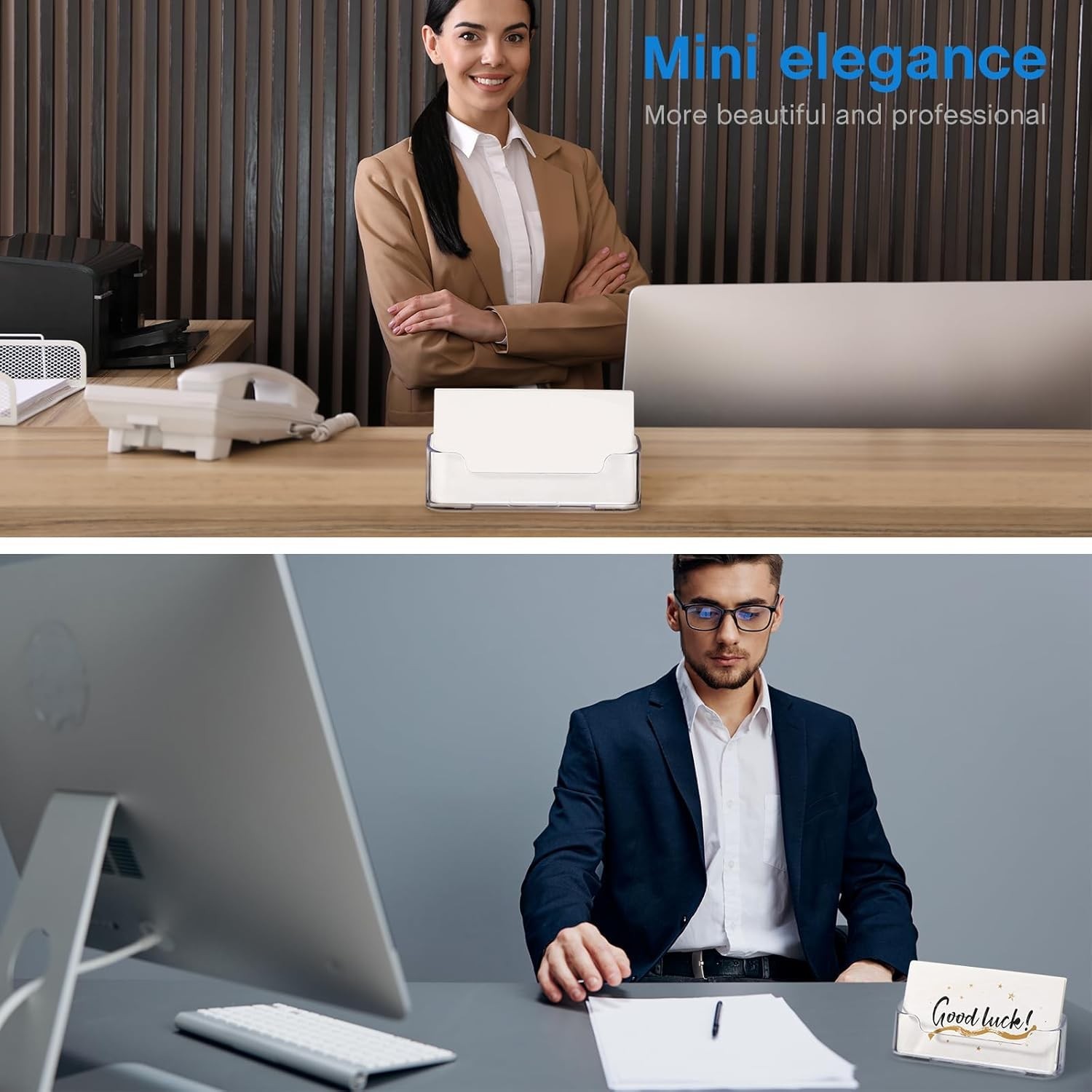 50 Pack Business Card Holder for Desk Acrylic Business Card Holder Display Clear