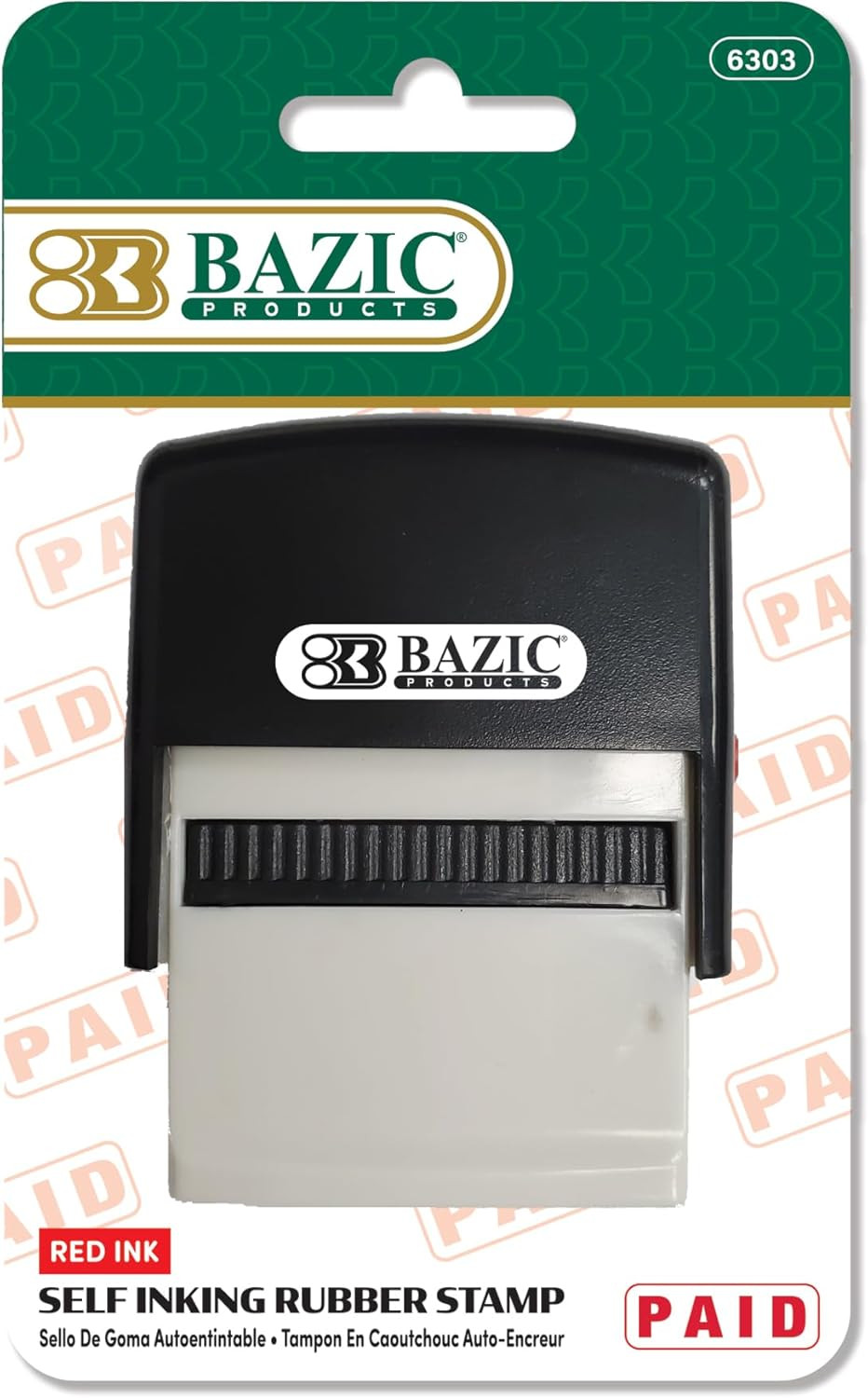 Paid Self Inking Stamp, Red Ink for Office Use, 1.41″X0.47″ Impression Size