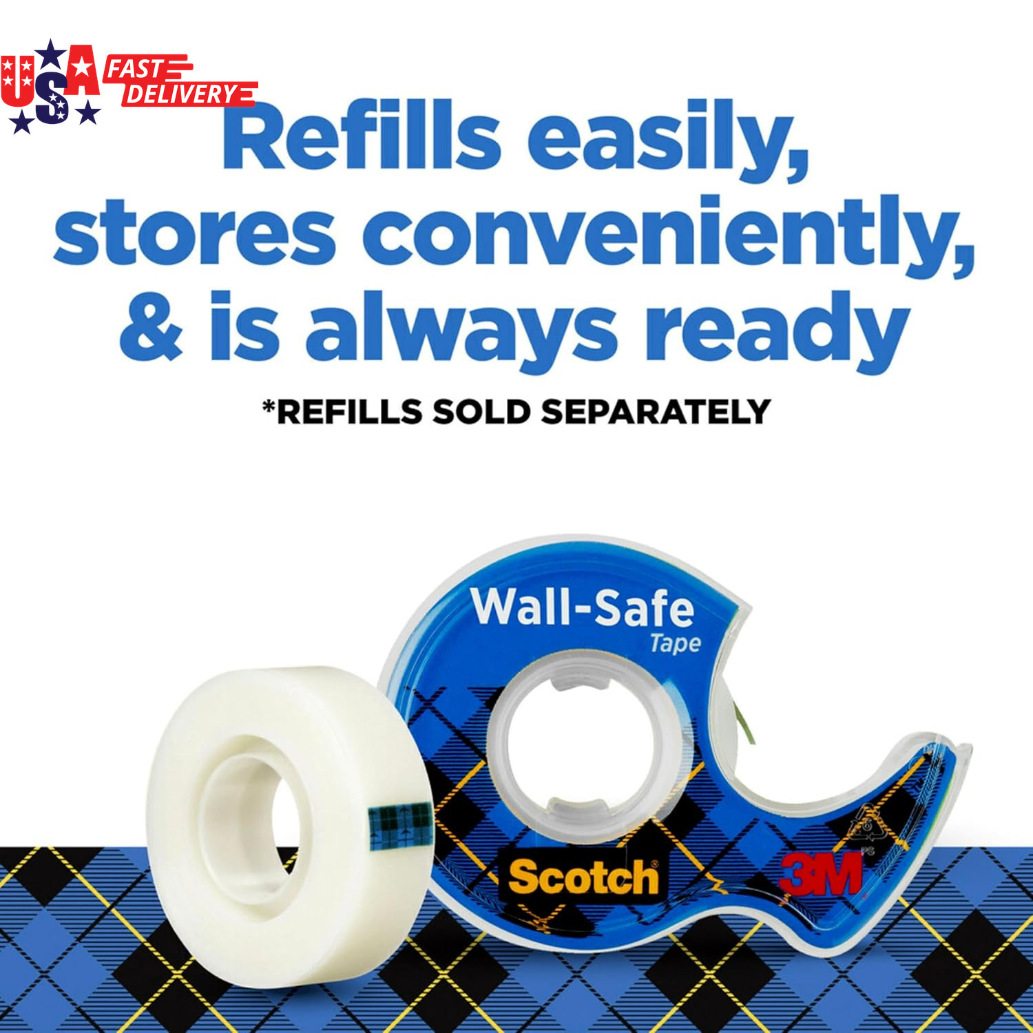 Wall-Safe Tape, 1 Dispenser Roll, Removable Wall Safe Tape, for Hanging Photos,