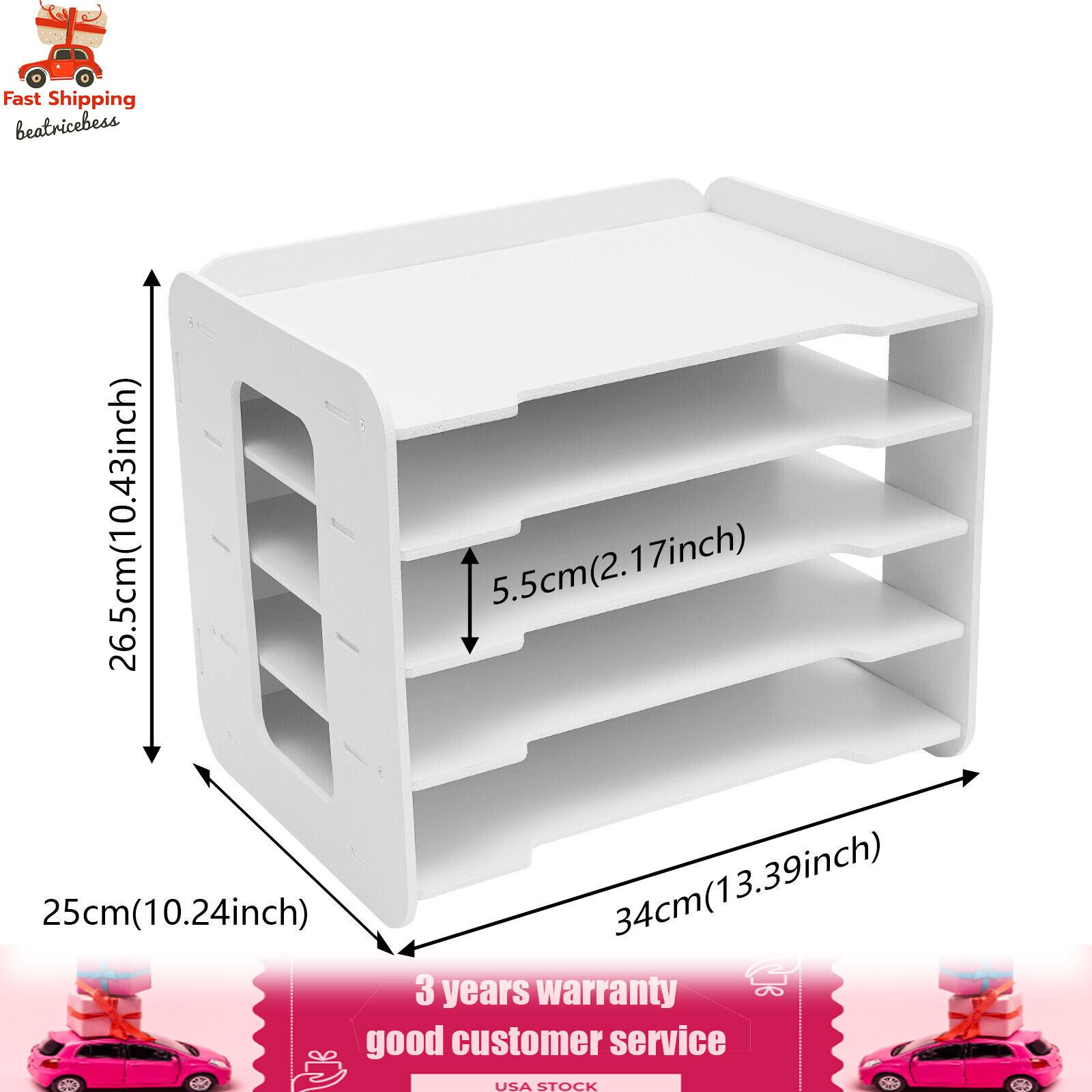 Stackable File Organizer Tray Desk Desktop Paper Document Tray Holder 5 Tiers