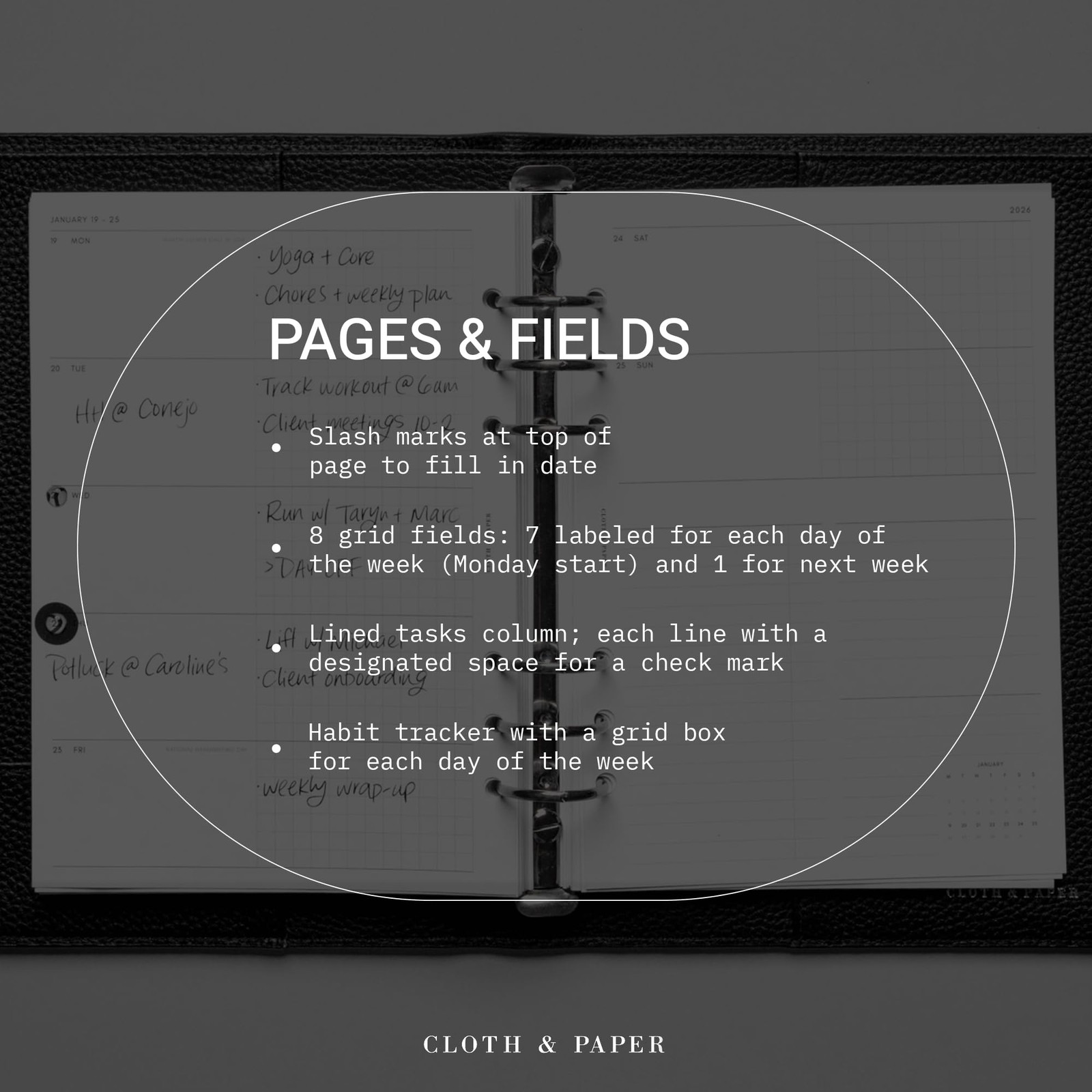 Weekly Admin Planner Inserts | A5 Size 5.8 x 8.3 Inches | 6 Ring Punch | Mond…