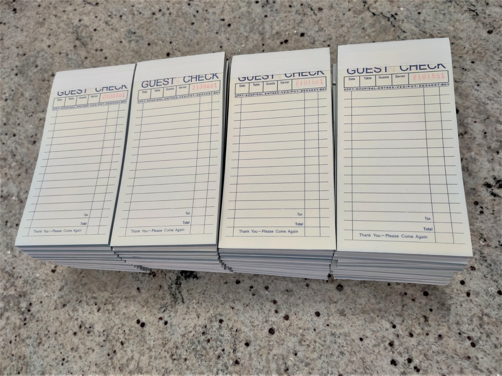 Guest Check Receipt Books 2-Part 50 set per book-50 Books- 2500 sets-Ship free