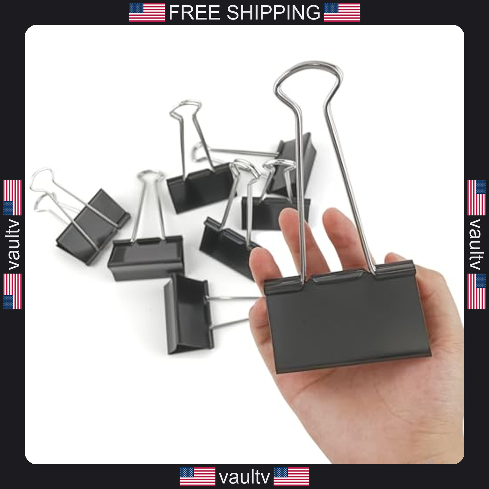 3-Inch Extra-Large DSTELIN Binder Clips – Heavy-Duty Black Paper Clamps, 75mm