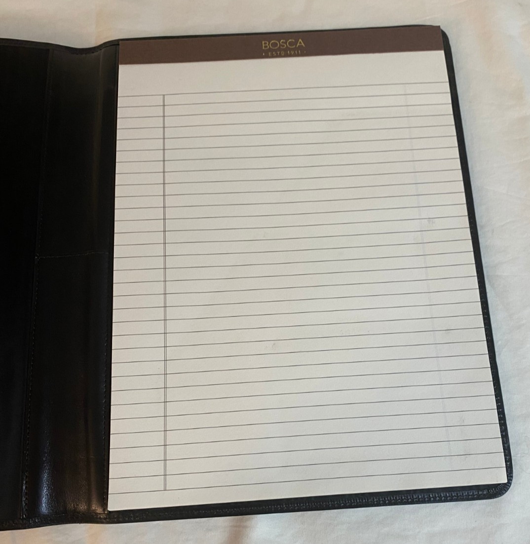 Bosca Old Leather Writing Pad Portfolio Black 922-59 MSRP $225 NWT Monogram JJW