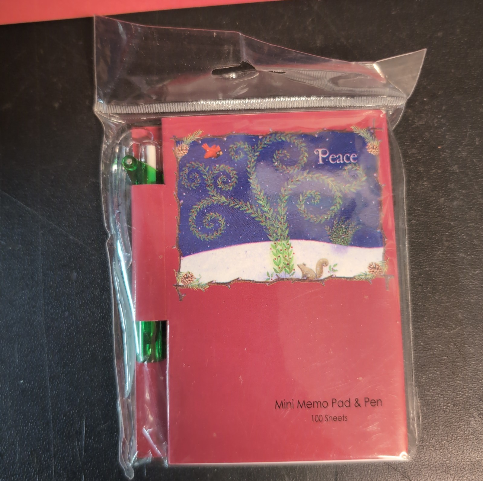Small Christmas Memo Pad W/ Pen Christmas Tree Snow