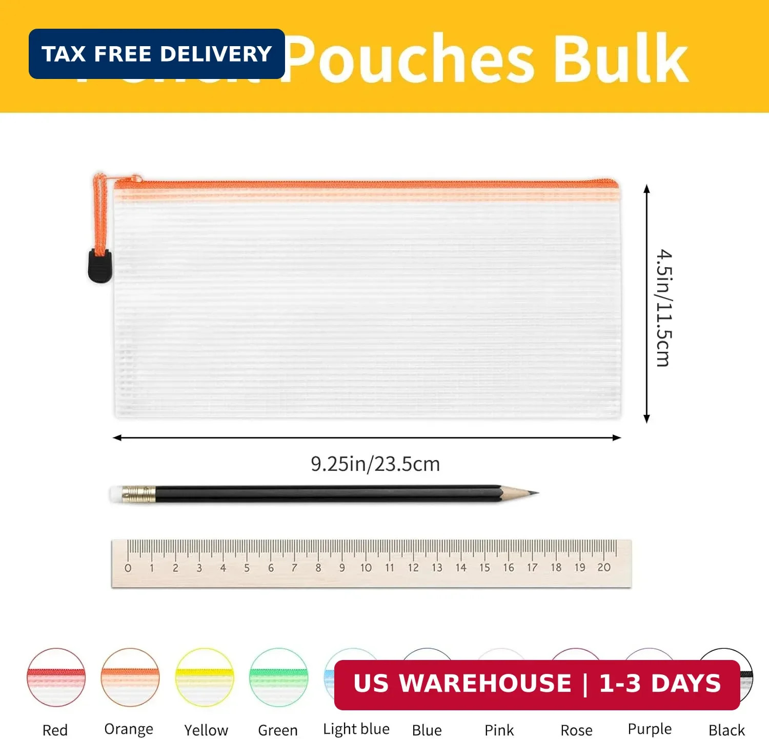 EOOUT Pencil Pouches 20pcs 9.5×4.5 Inches Small Mesh Zipper Pouch in 10 Colors f