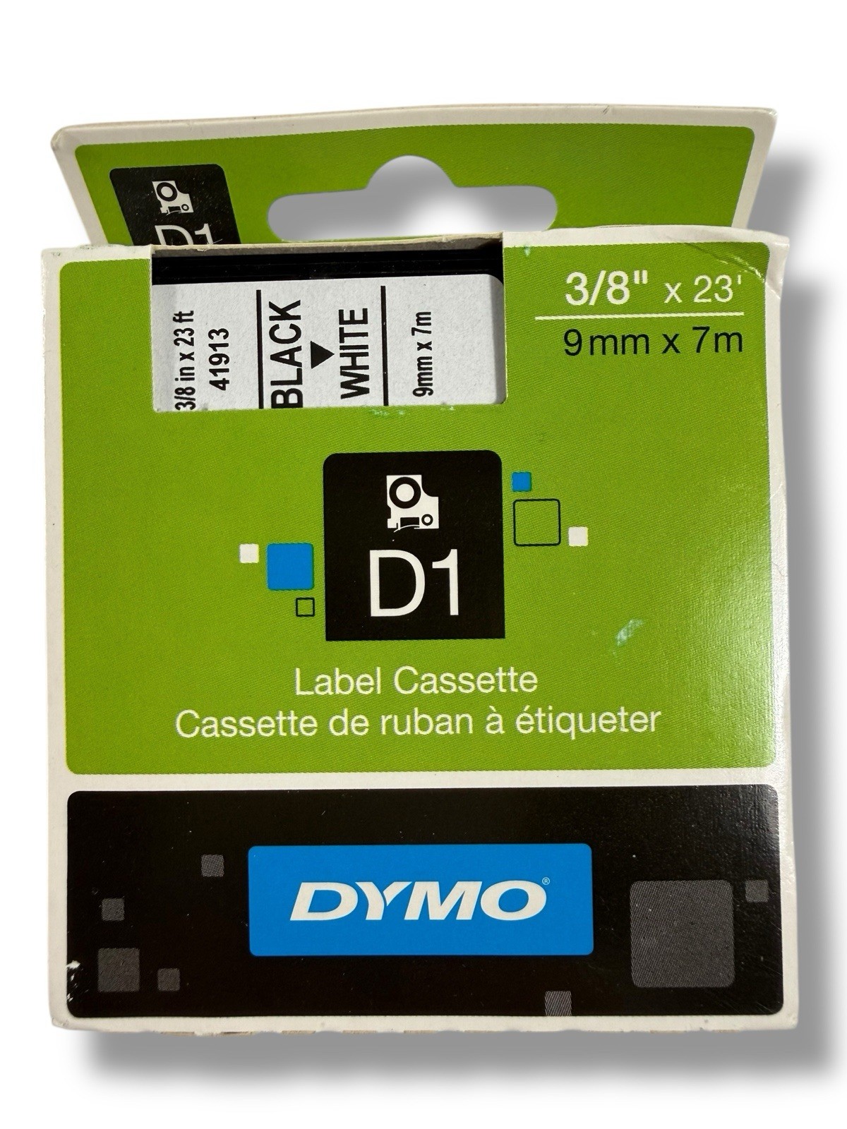 DYMO D1 High-Performance Polyester Removable Label Tape 3/8″ x 23 ft Black