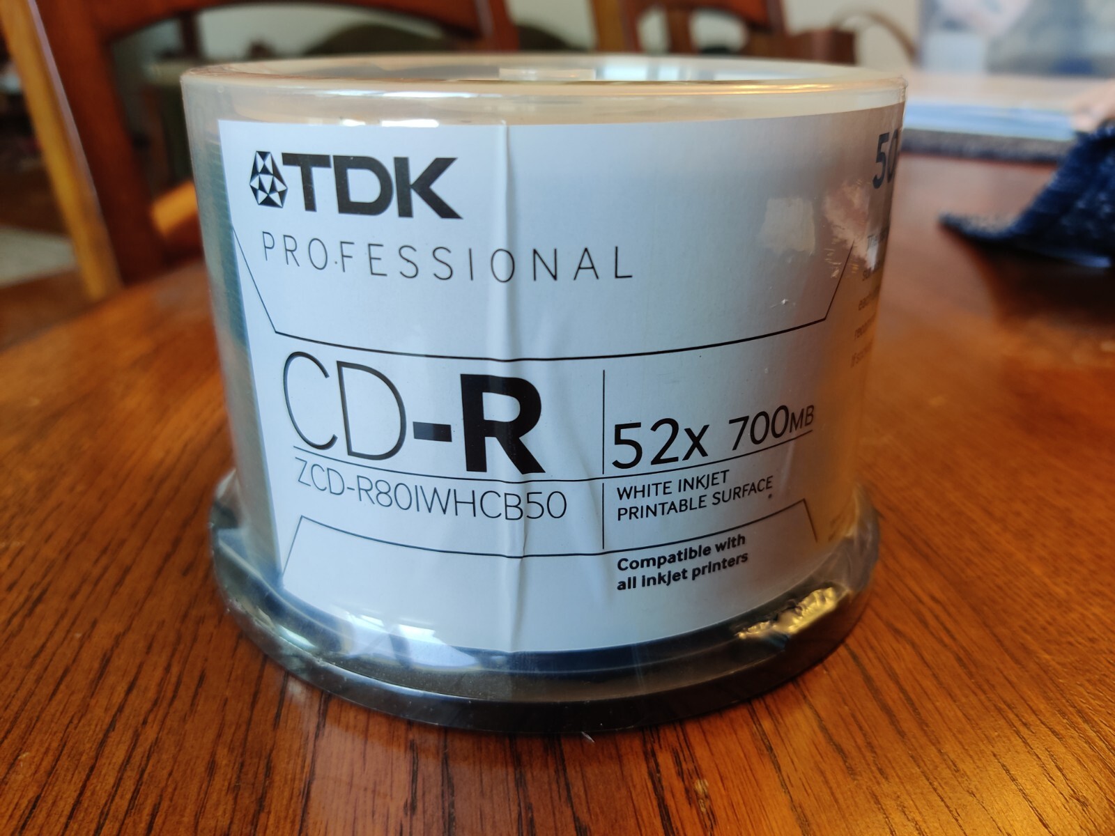 50 PK TDK DVD-R DISC PROFESSIONAL16X 4.7GB/GO WHITE THERMAL PRINTABLE TDK-48933