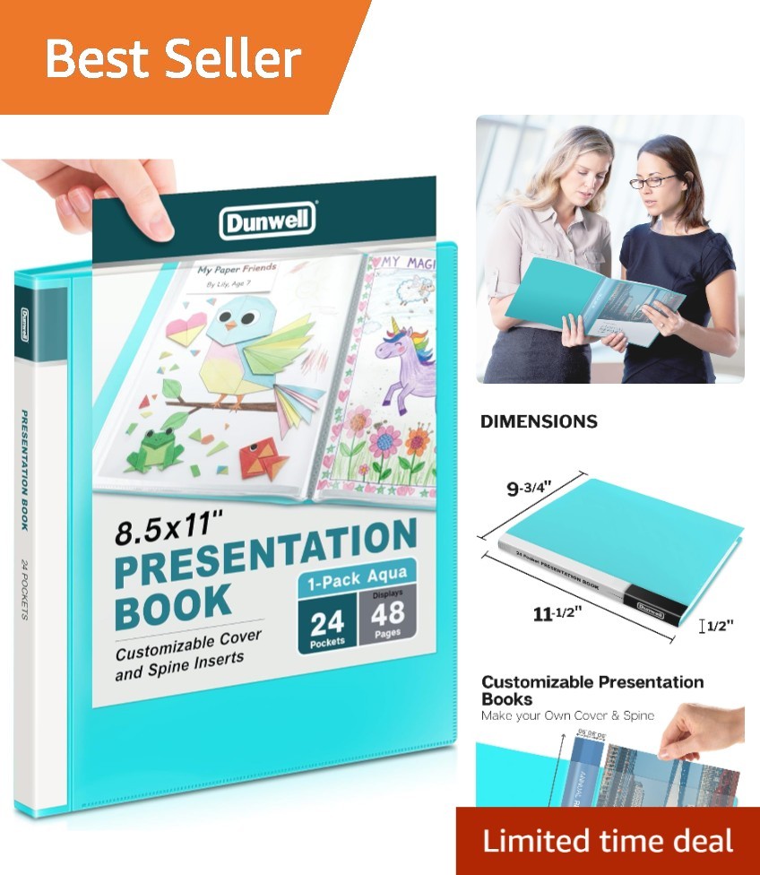 Lightweight Aqua Portfolio Binder – 48 Pages, Acid-Free Protection for Documents