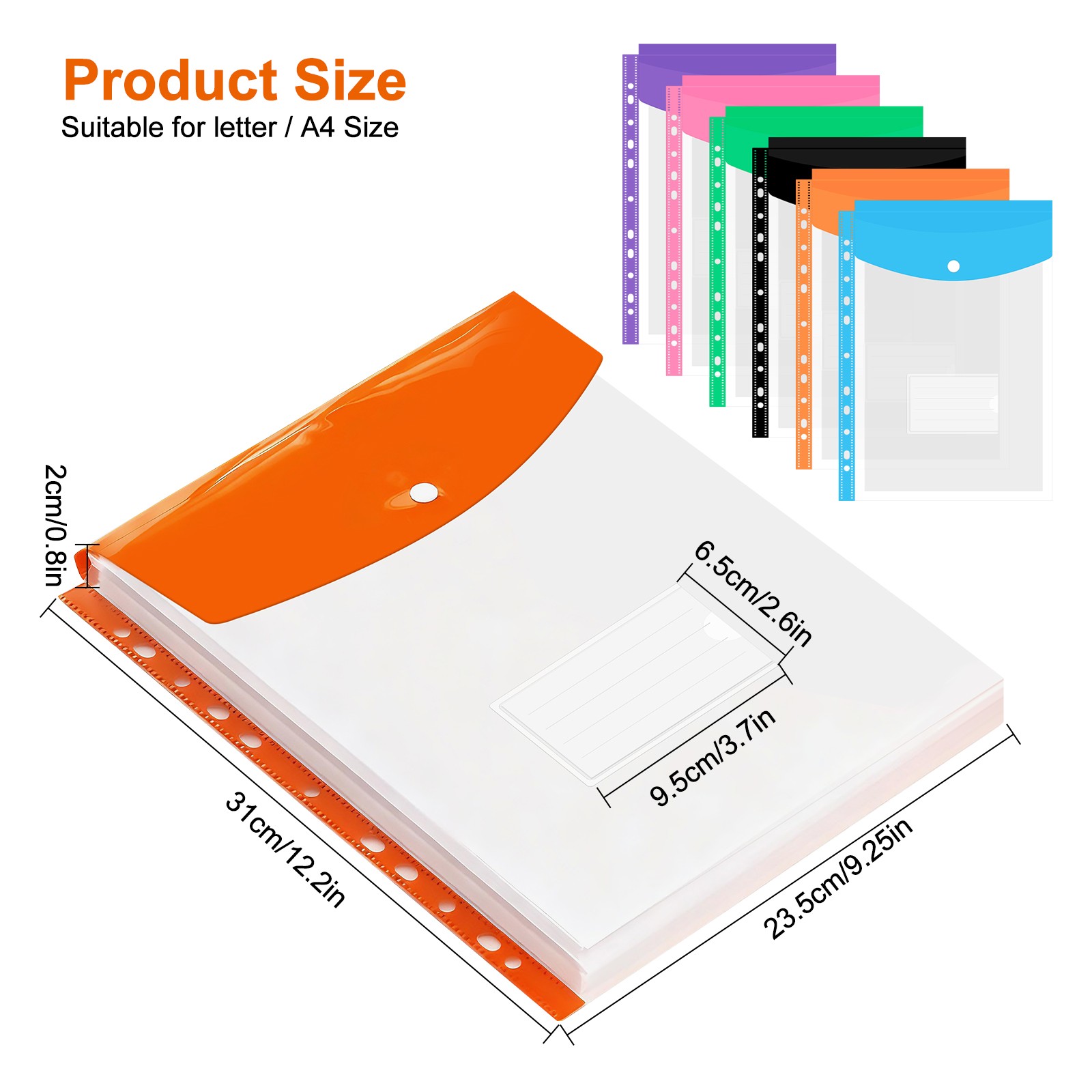 12x A4 Expandable Binder Pocket Folder 11 Hole Snap Button File Organizer Office