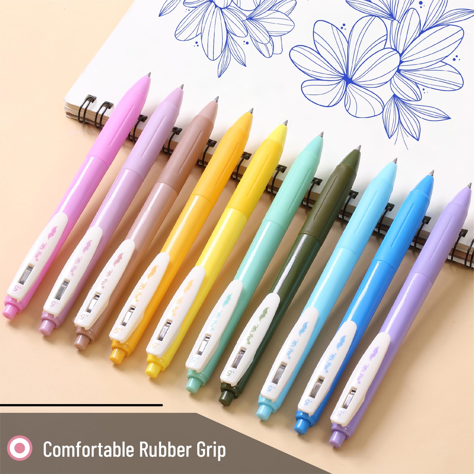 Mr. Pen- Retractable Gel Pens, 10 Pack, Light Vintage Ink Colors, Multicolor