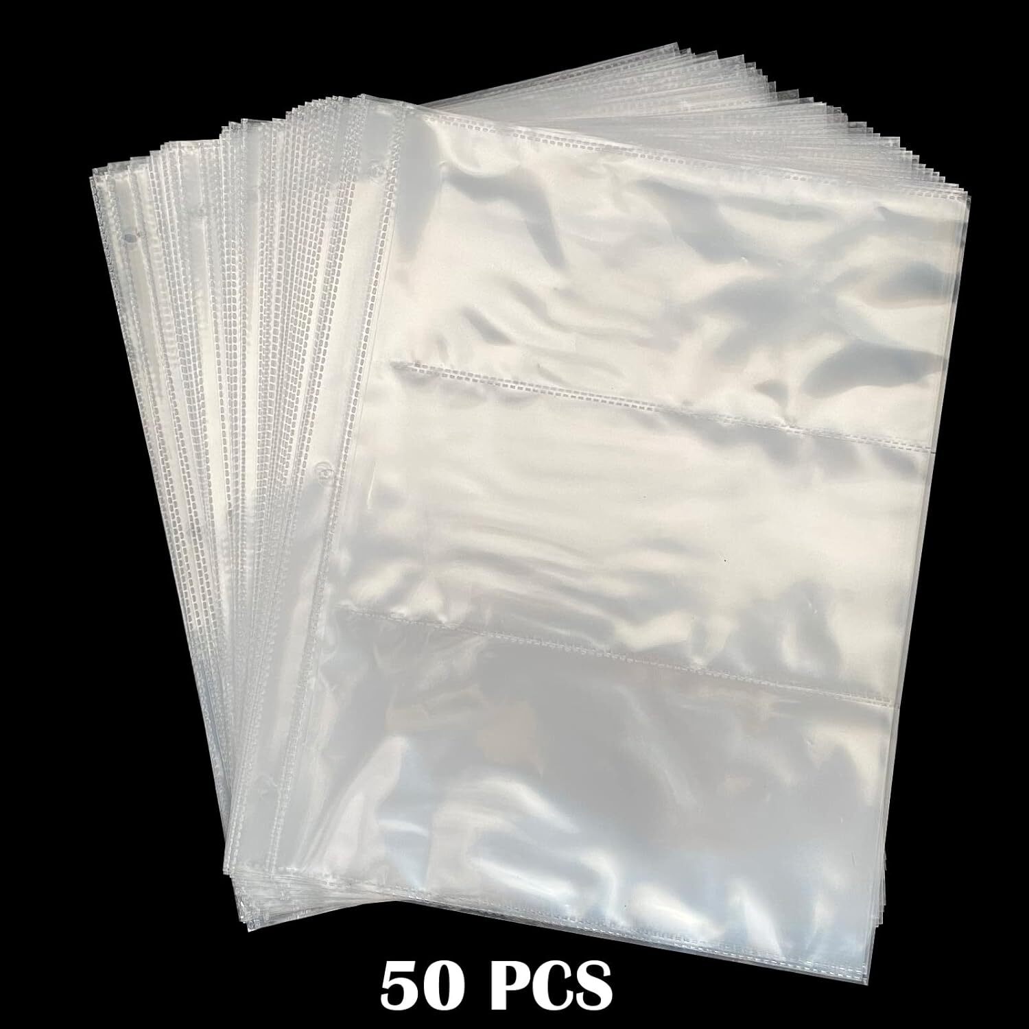50 Sheets Currency Pages 3 Pockets Paper Money Protectors for 3 Ring Binders