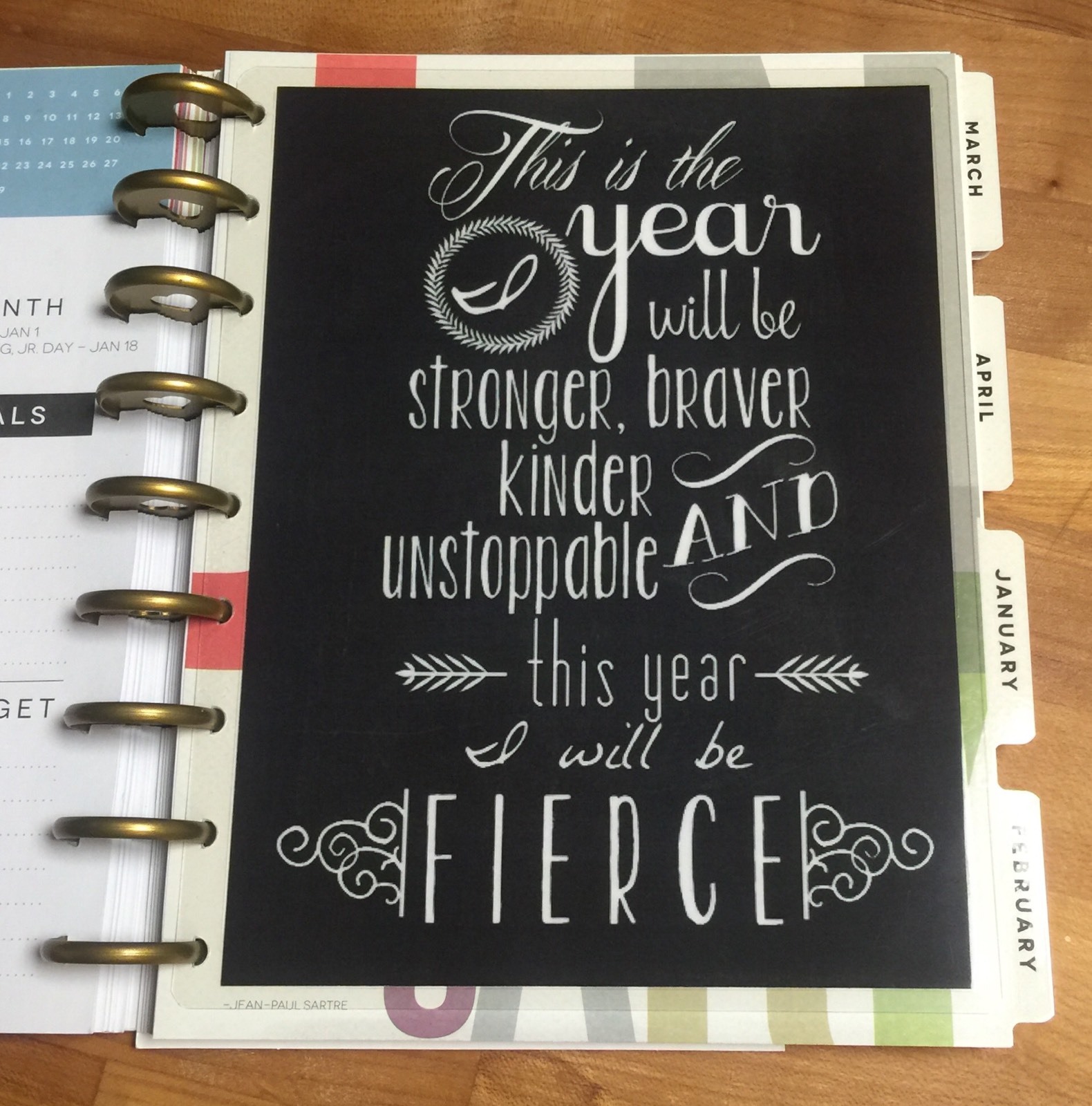 Fierce New Year Quote Dashboard for use with Classic Happy Planner~