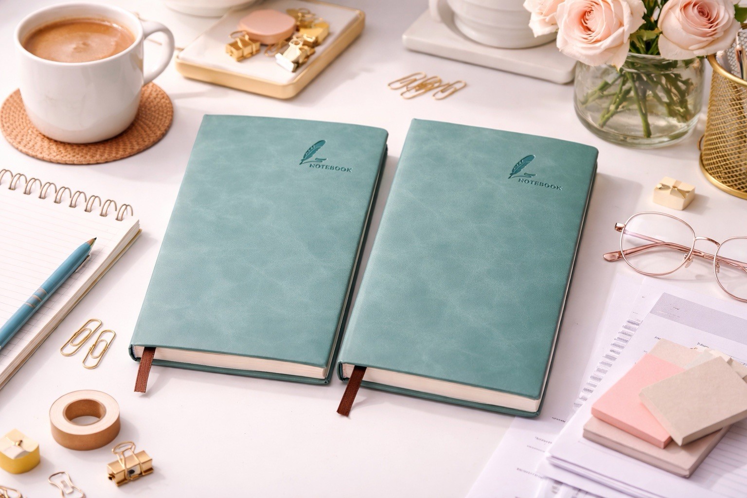 Set of 2 Lined Notebook A5. Color Blue. Free Shipping