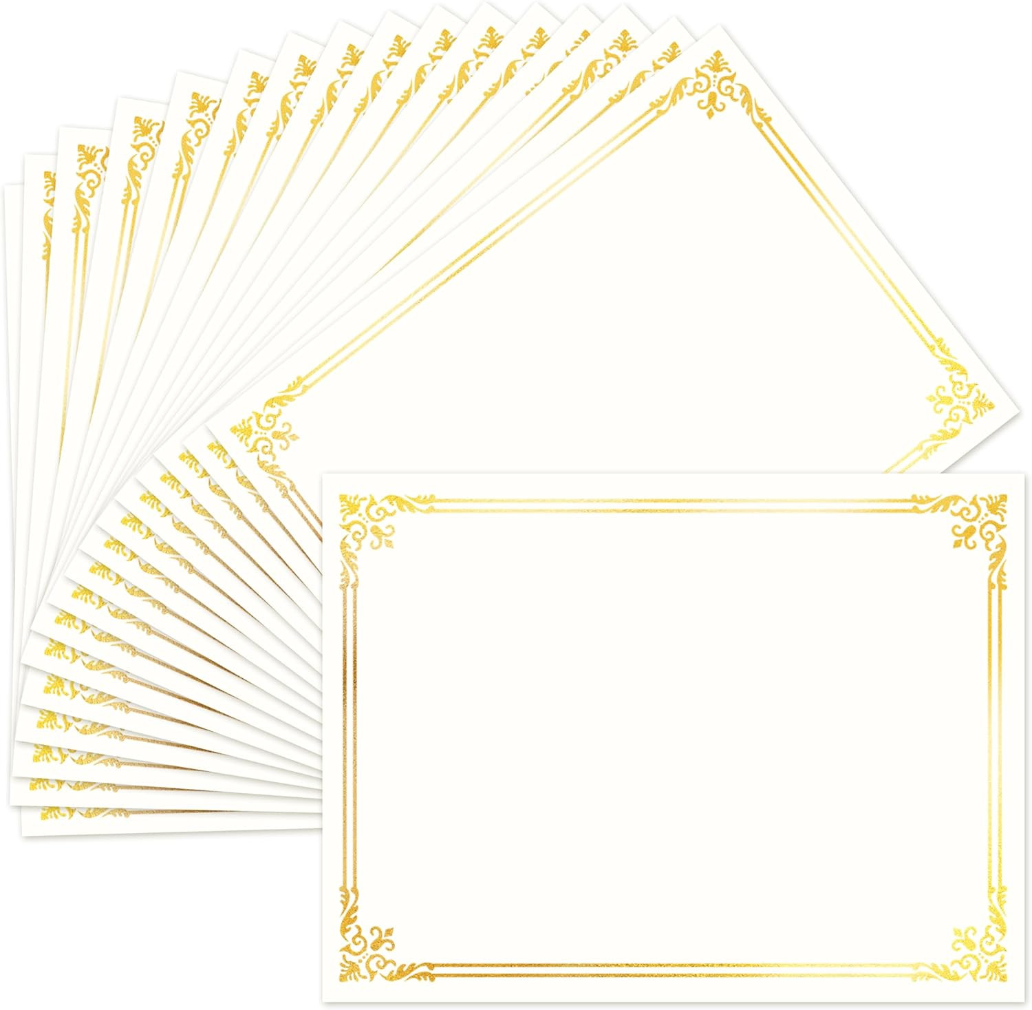 50 Sheets Certificate Paper for Printing,Gold Foil Metallic Border,8.5×11 inch B