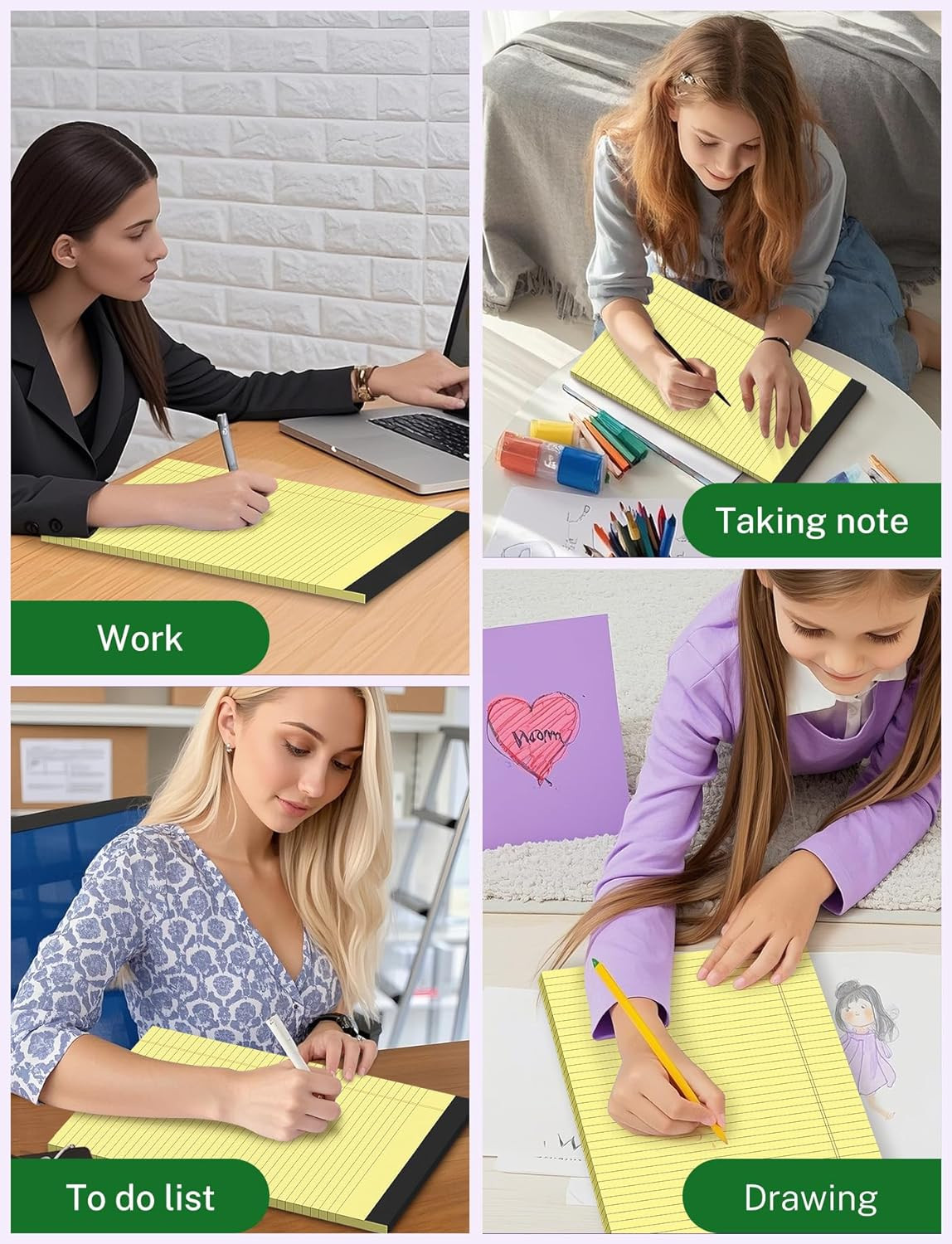 Legal Pads 8.5 X 14, Wide Ruled Legal Pad, Yellow Paper 8.5 X 14, 30 Sheets Per