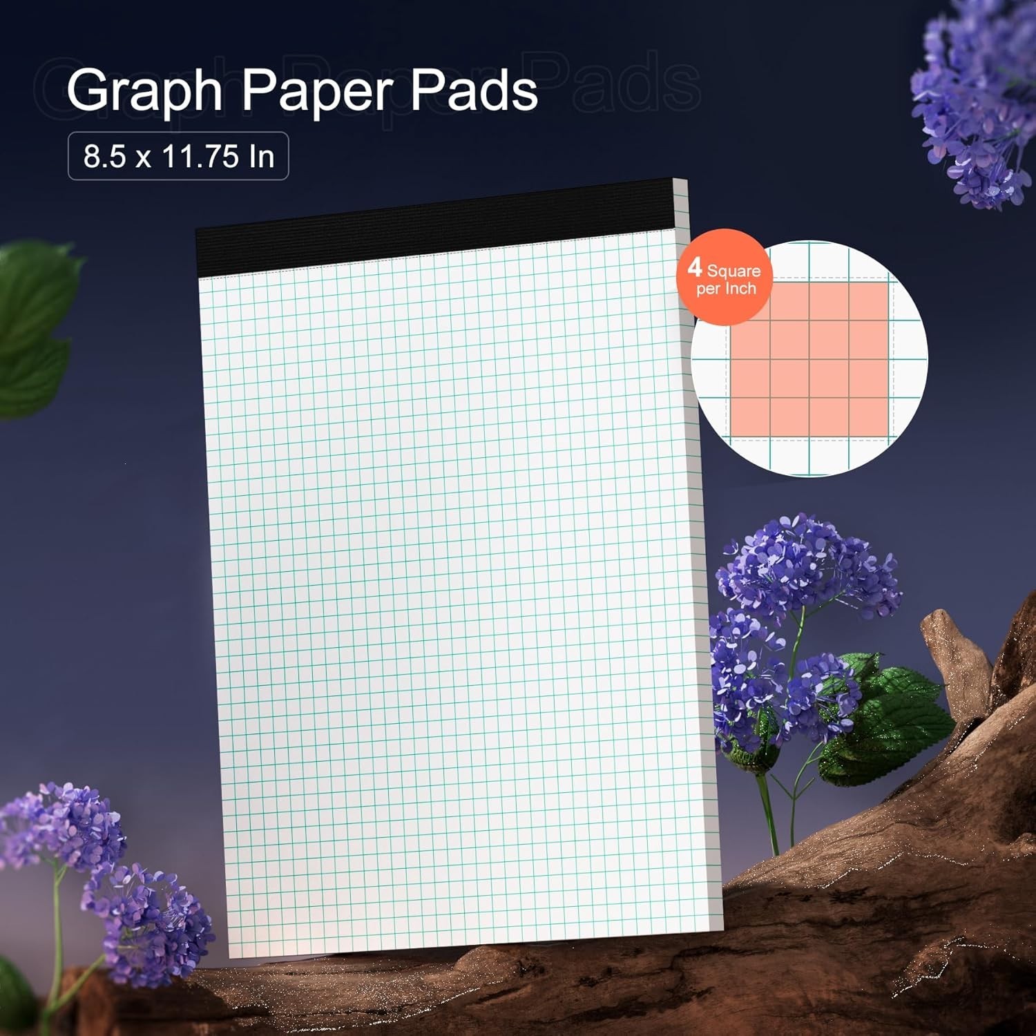 Graph Paper, Grid Paper 8.5 x 11 Graph Paper Pad, [2 Pack] Quad Ruled Grid Paper