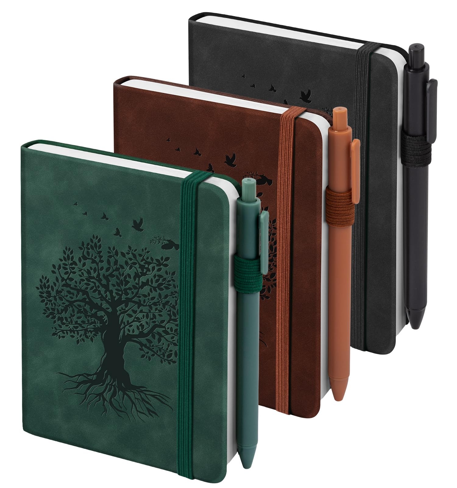 A6 Pocket Journaling Notebooks 3 Pack 360 Pages with Pen Holder