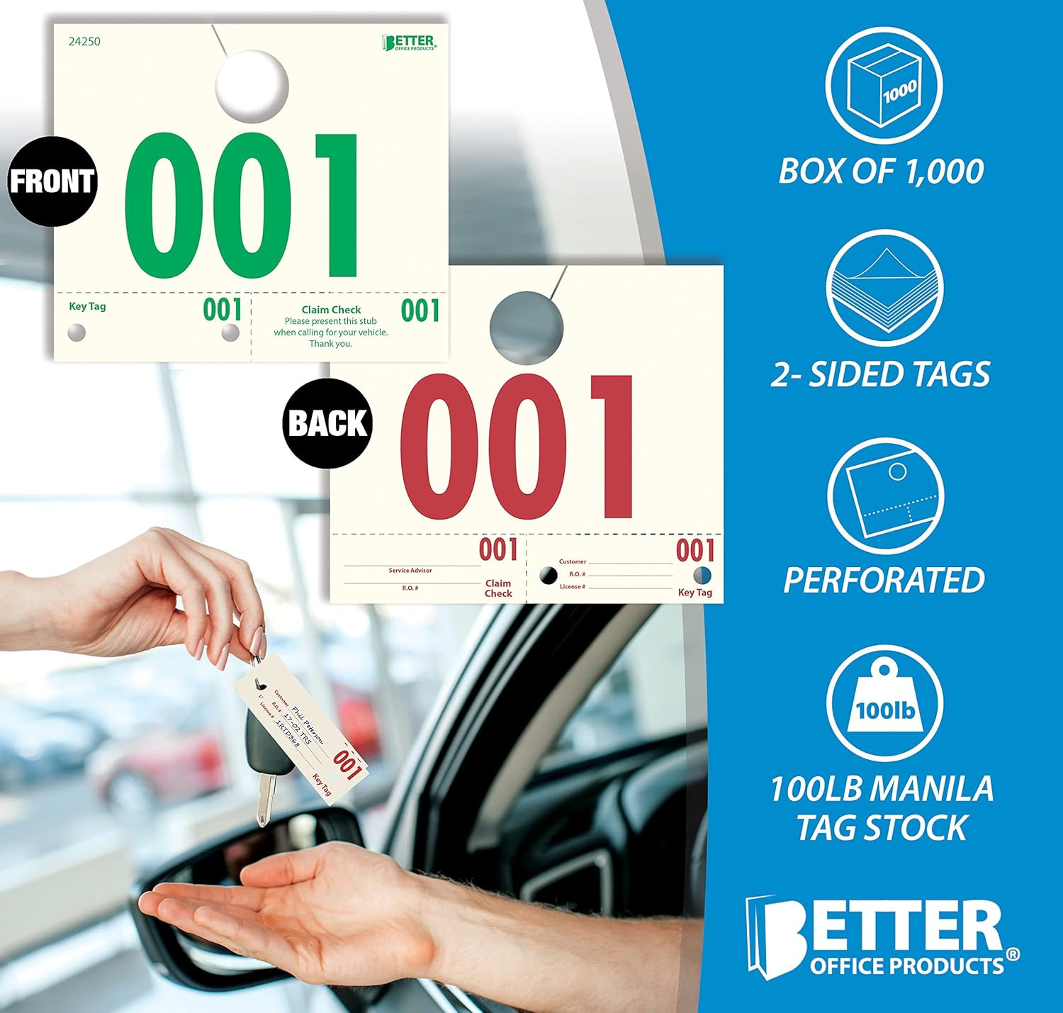 Service Dispatch Numbers, 1000 Count, Numbered 000-999, Car Repair Tags, Service