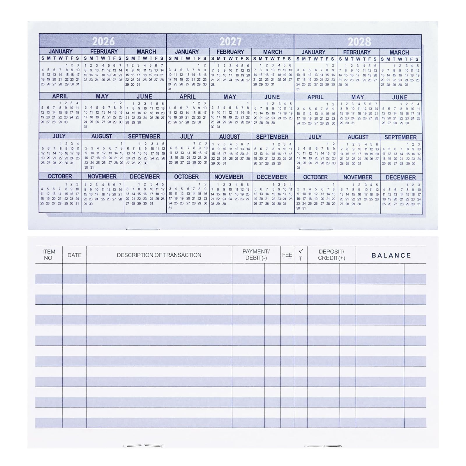 20 Pack Checkbook Register, Check Registers for Personal, Blank Ledger