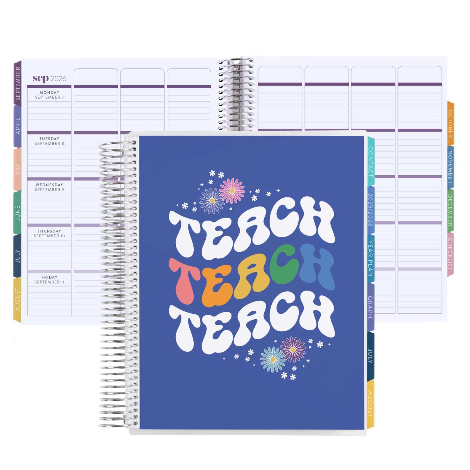 8.5×11 Coiled Teacher 8.5 x 11 inches – Hexagon Theme, Teach classic cover