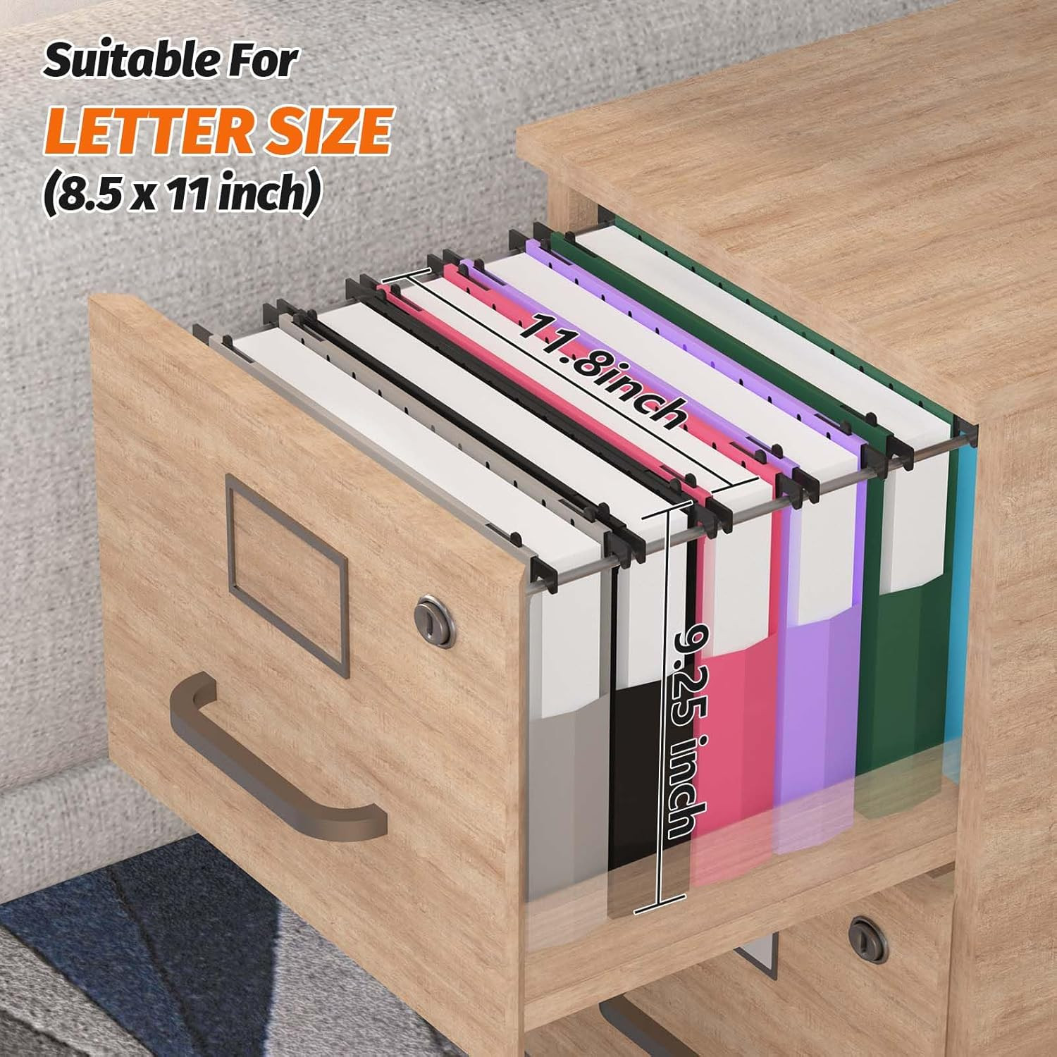 12-Pack Extra Capacity Plastic Hanging File Folders – Letter Size, 2″ Expansion