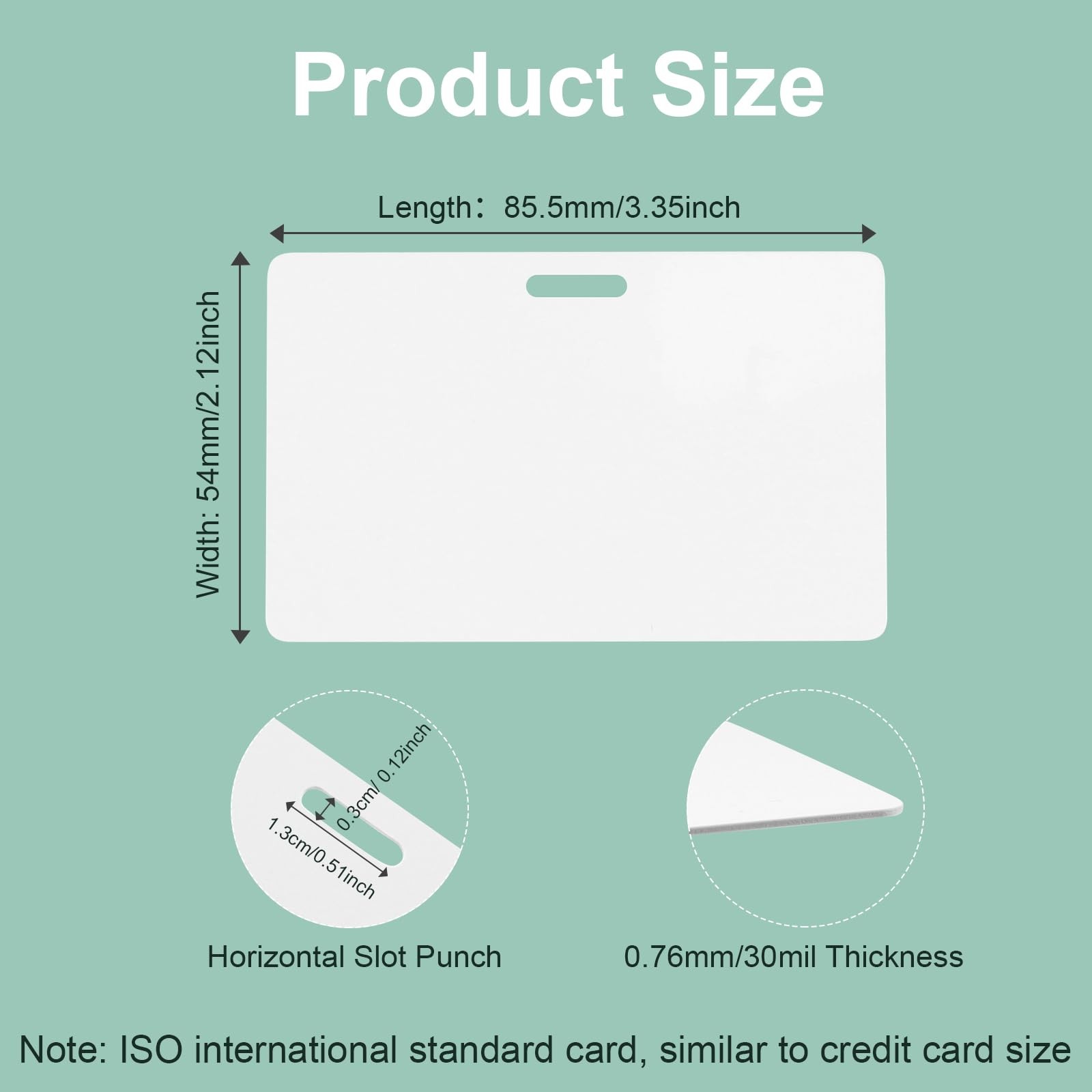 100 Pack Premium Blank PVC Cards with Slot Punch on Long Side – Horizontal Sl…
