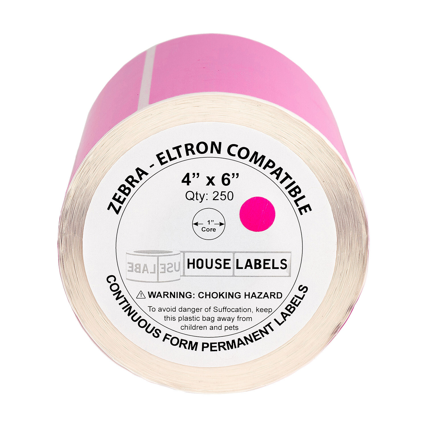 ZEBRA 4×6 PINK 4″ x 6″ Direct Thermal Labels – 1″ Core (6) Rolls/250