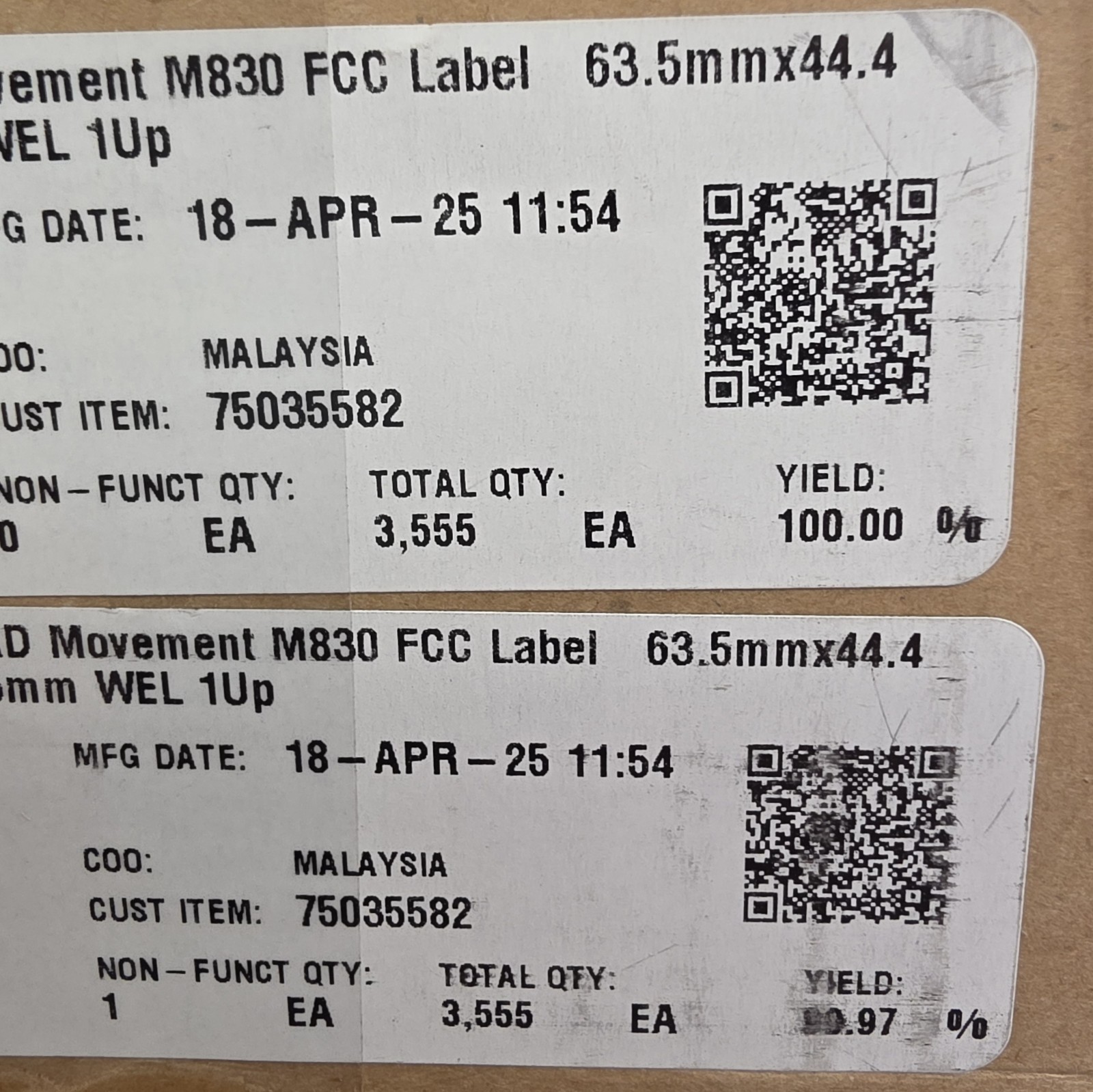 Avery Dennison Smartrac AD Movement WEL M830 RFID Labels 44.45mm 2 Rolls Of 3550